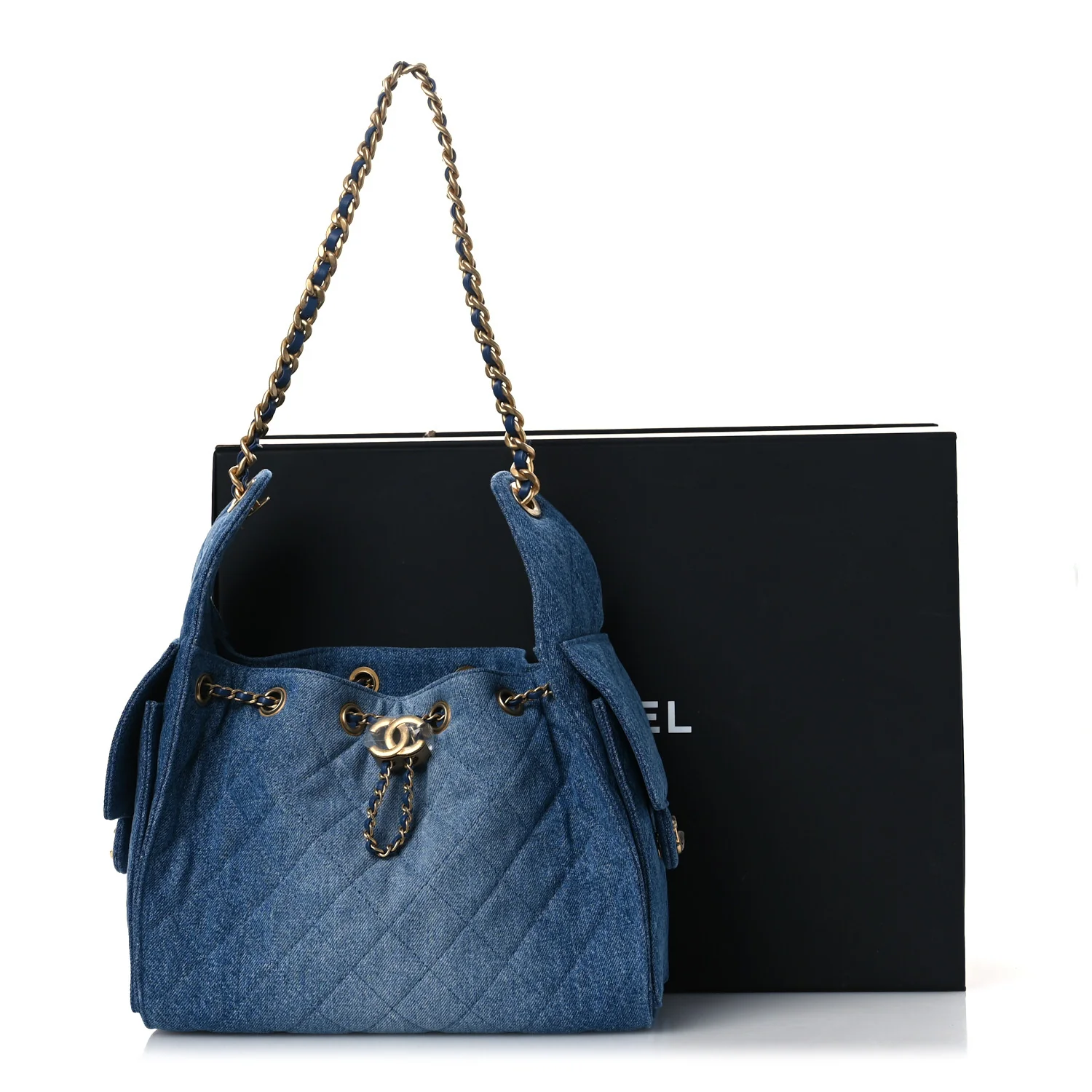 Washed Denim Quilted Small Chanel 25 Handbag Blue - Top Club