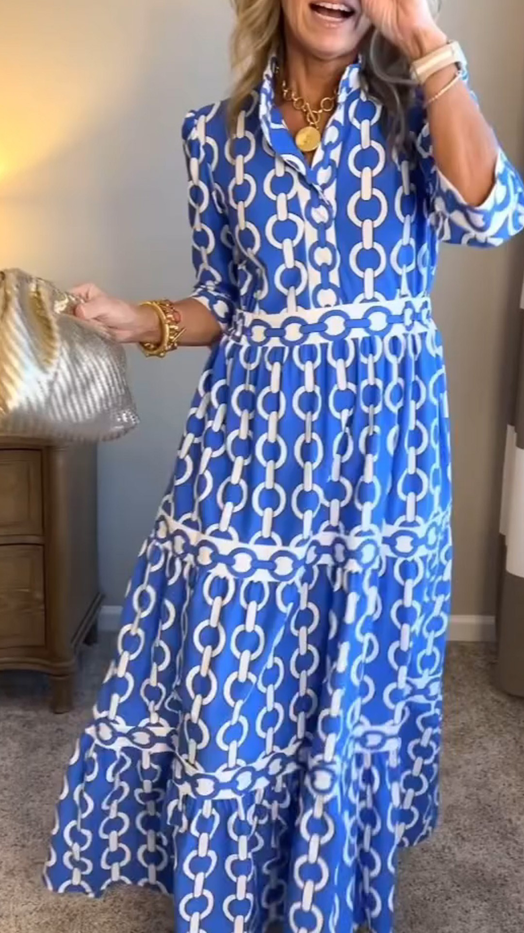 Women's  Casual Vacation Style - Chain Print Shirt Dress - Nordfashionstorm - Women's Clothing, Fashion for You - Nordfashionstorm.com