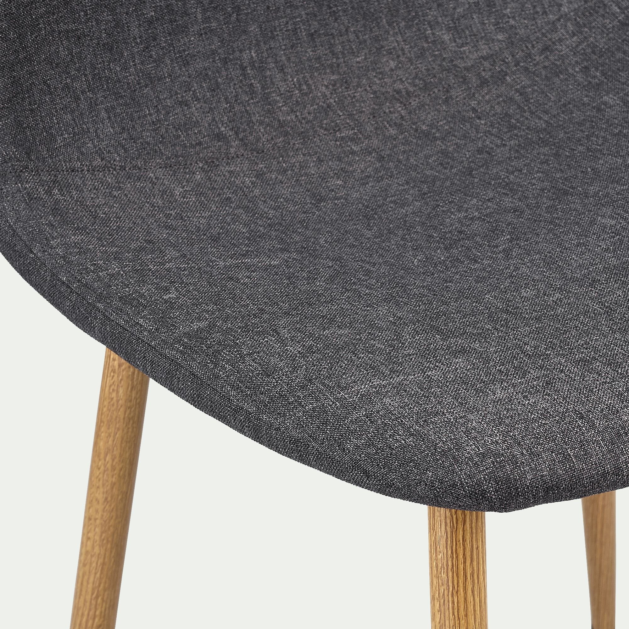 LOANA - Chaise en acier effet bois et tissu - gris ardoise