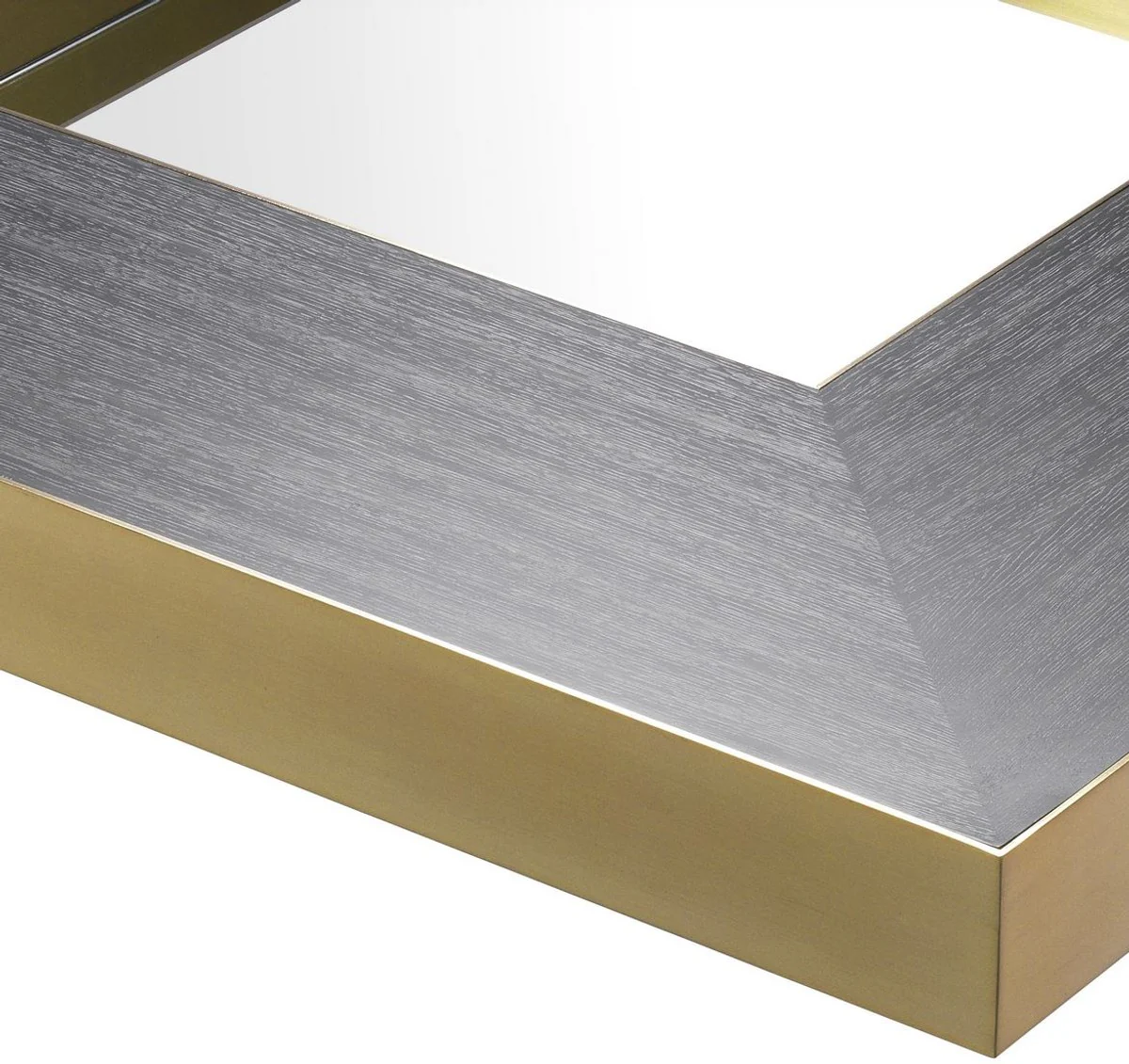 Luxury living room coffee table anthracite gray / brass 120 x 120 x H. 29.5 cm - Modern square living room table with mirror glass - Luxury living room furniture