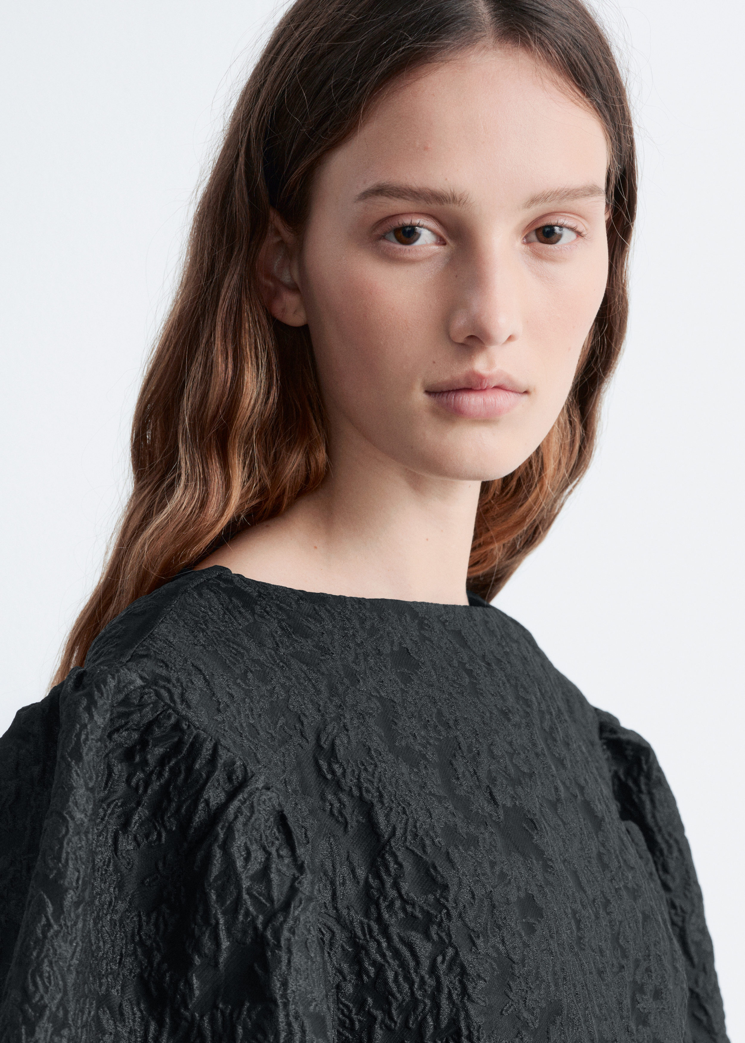 & Other Stories JACQUARD PUFF-SLEEVE TOP