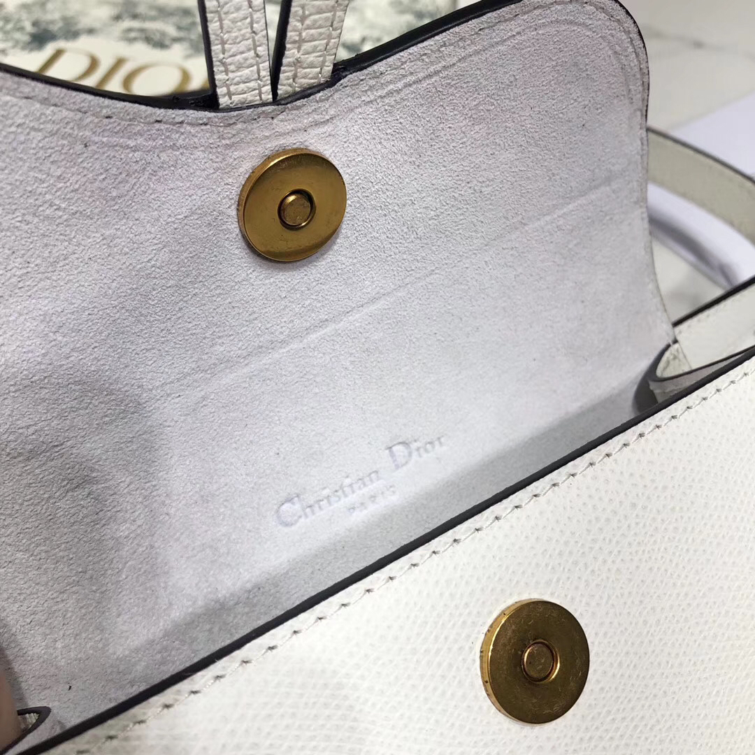 D White Calfskin Saddle Belt Bag - Top Club
