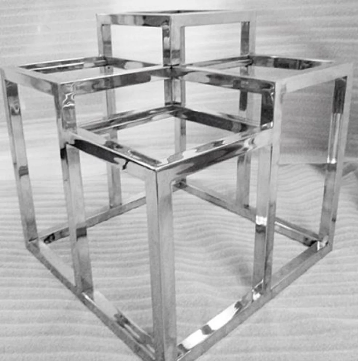 Luxury stainless steel side table with glass tops silver 60 x 60 x H. 62 cm - designer furniture