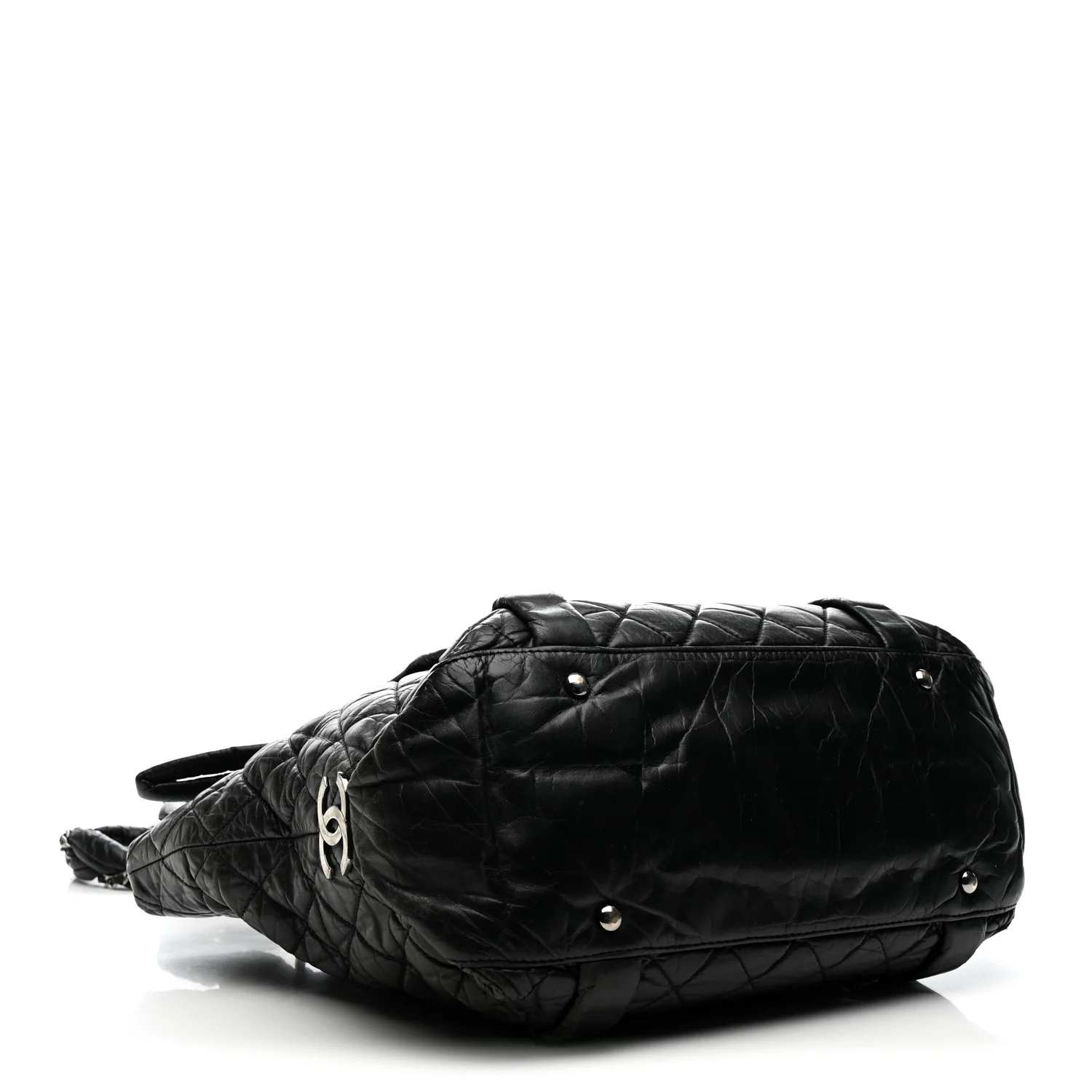 Distressed Lambskin Vintage Ligne Lady Braid Tote Black - Top Club
