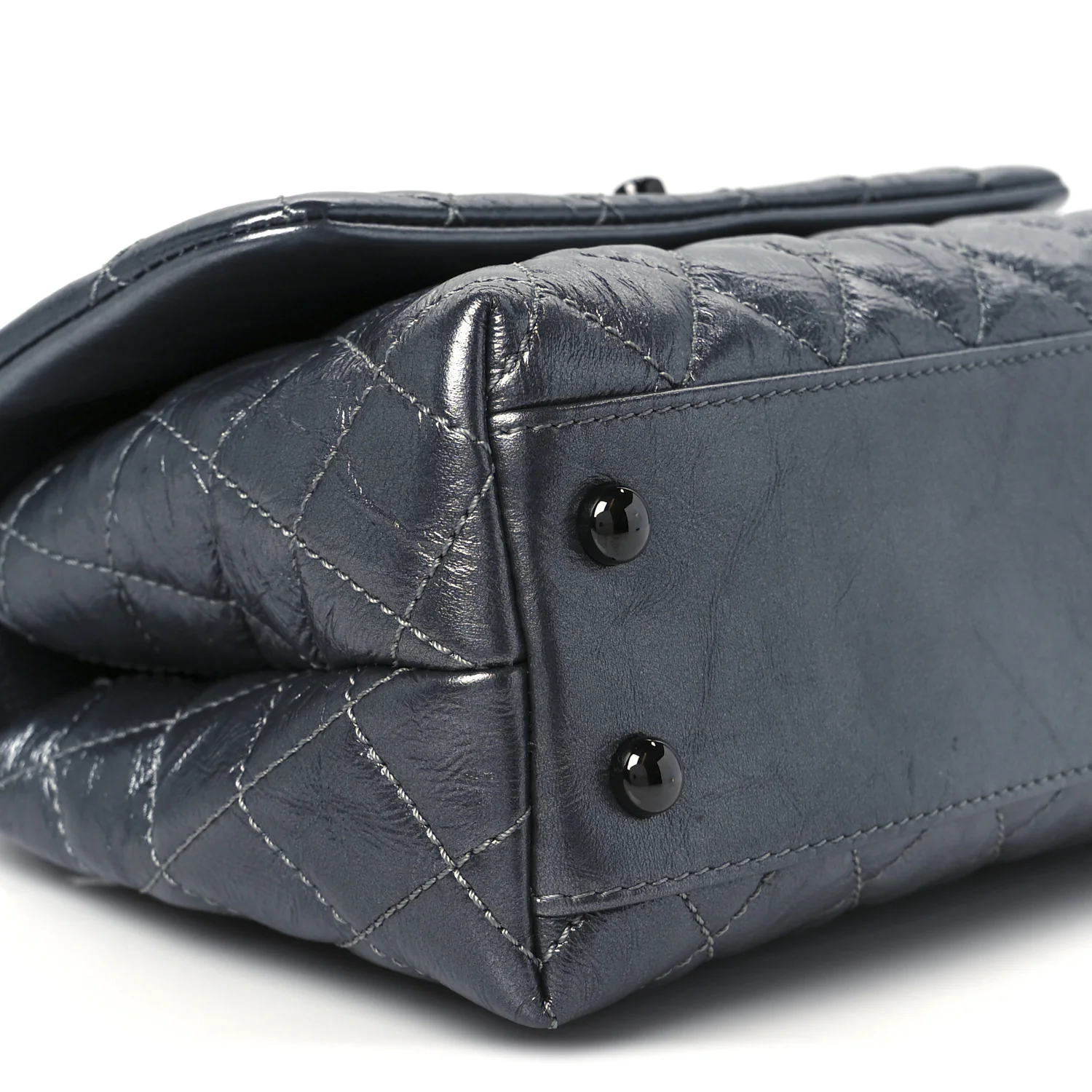 Metallic Aged Calfskin Quilted Mini Coco Handle Flap Charcoal - Top Club