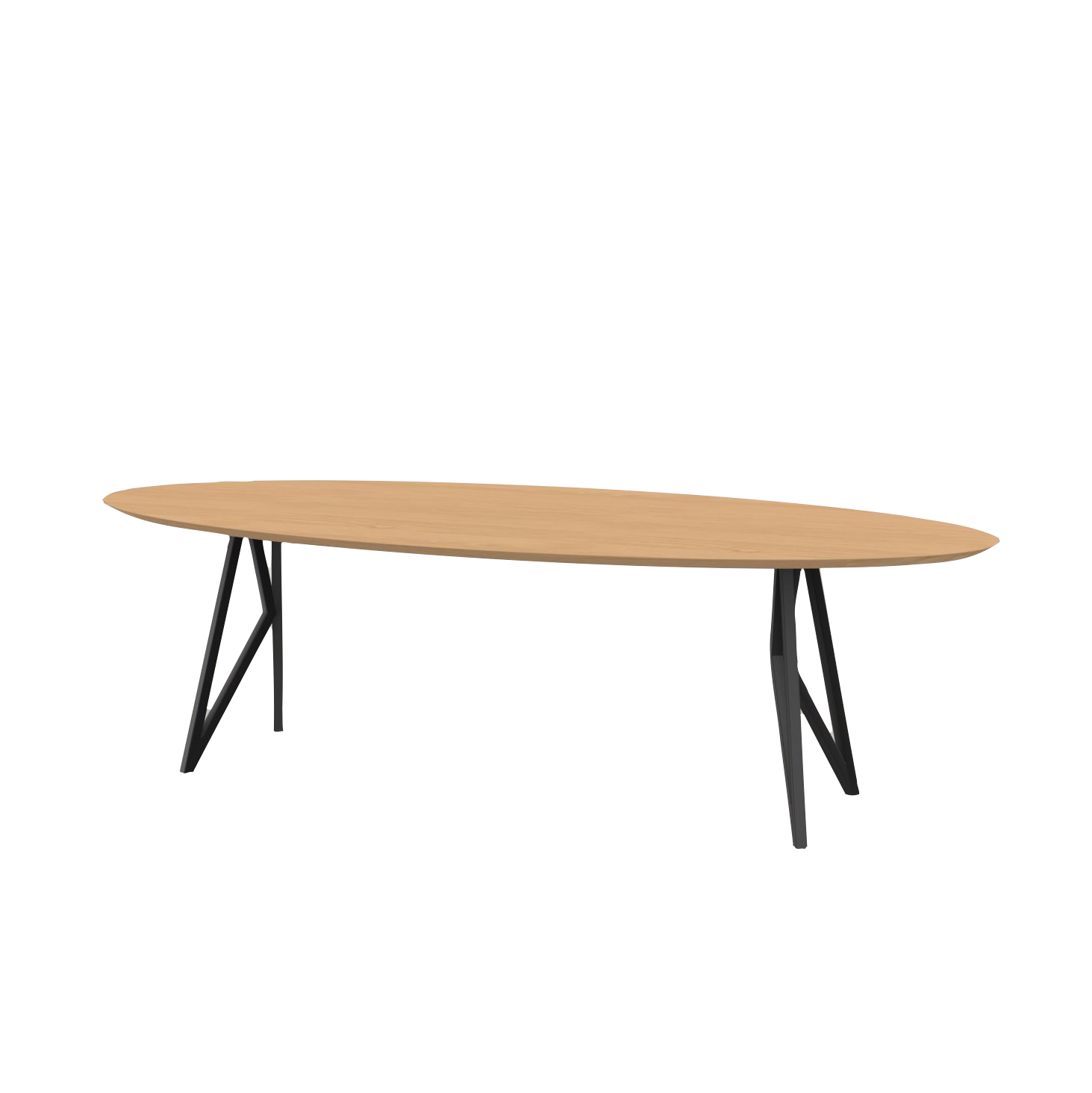 Studio HENK tafel Butterfly Ovaal - zwart frame, hardwax light 3041 240 x 120 | HWO NL 3041 | Verjongde Rand | Frame Zwart