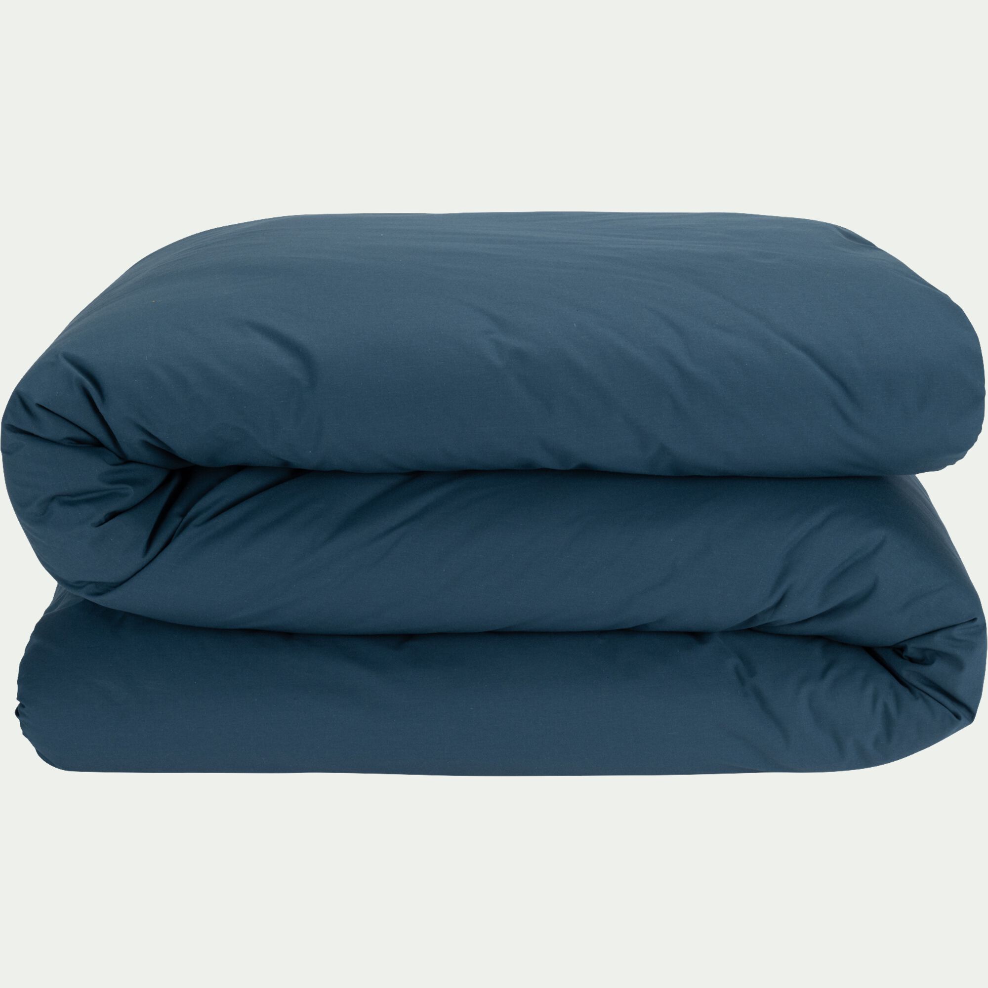 FLORE - Linge de lit uni en percale de coton - bleu figuerolles