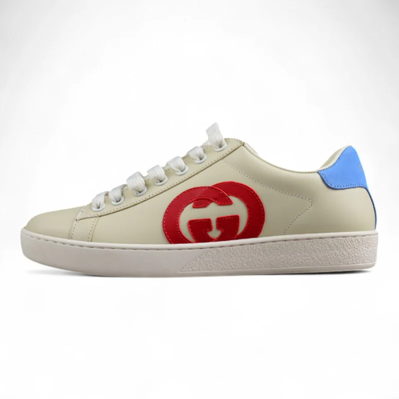 GUCCI Men's Ace Interlocking G Logo Leather Sneakers White - Sneaker Replica Workshop