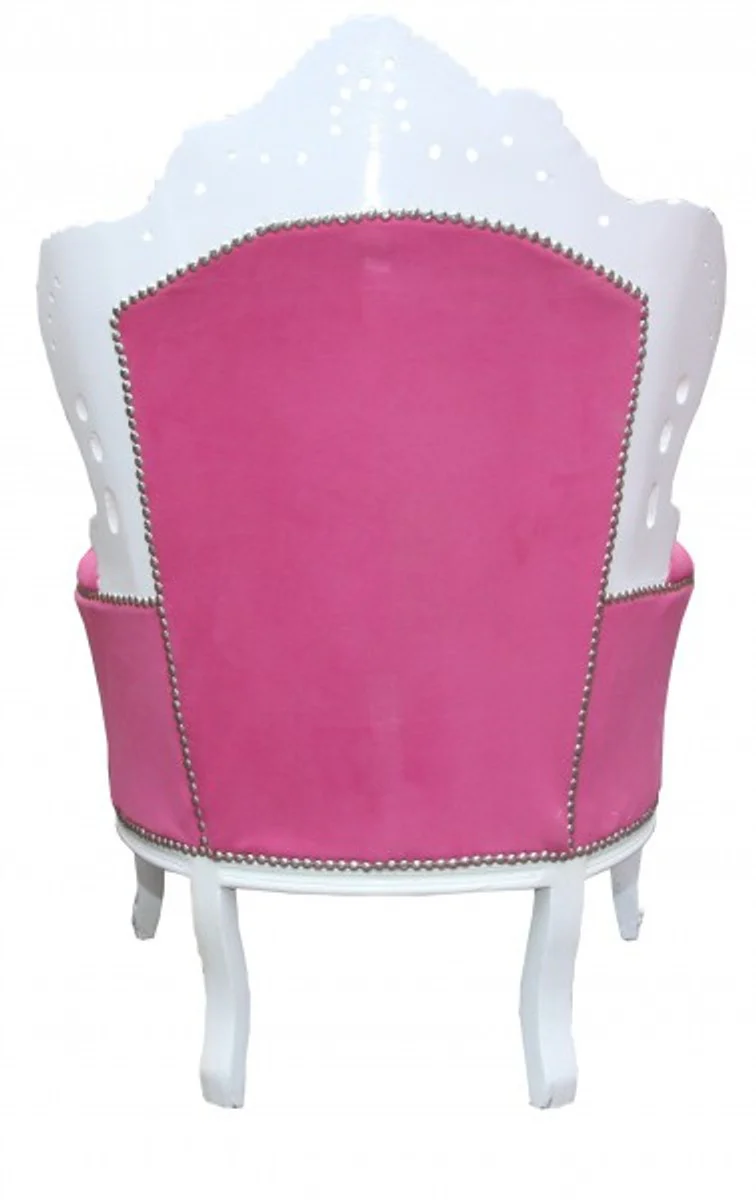 Barock Sessel King Rosa / Weiß - Limited Edition