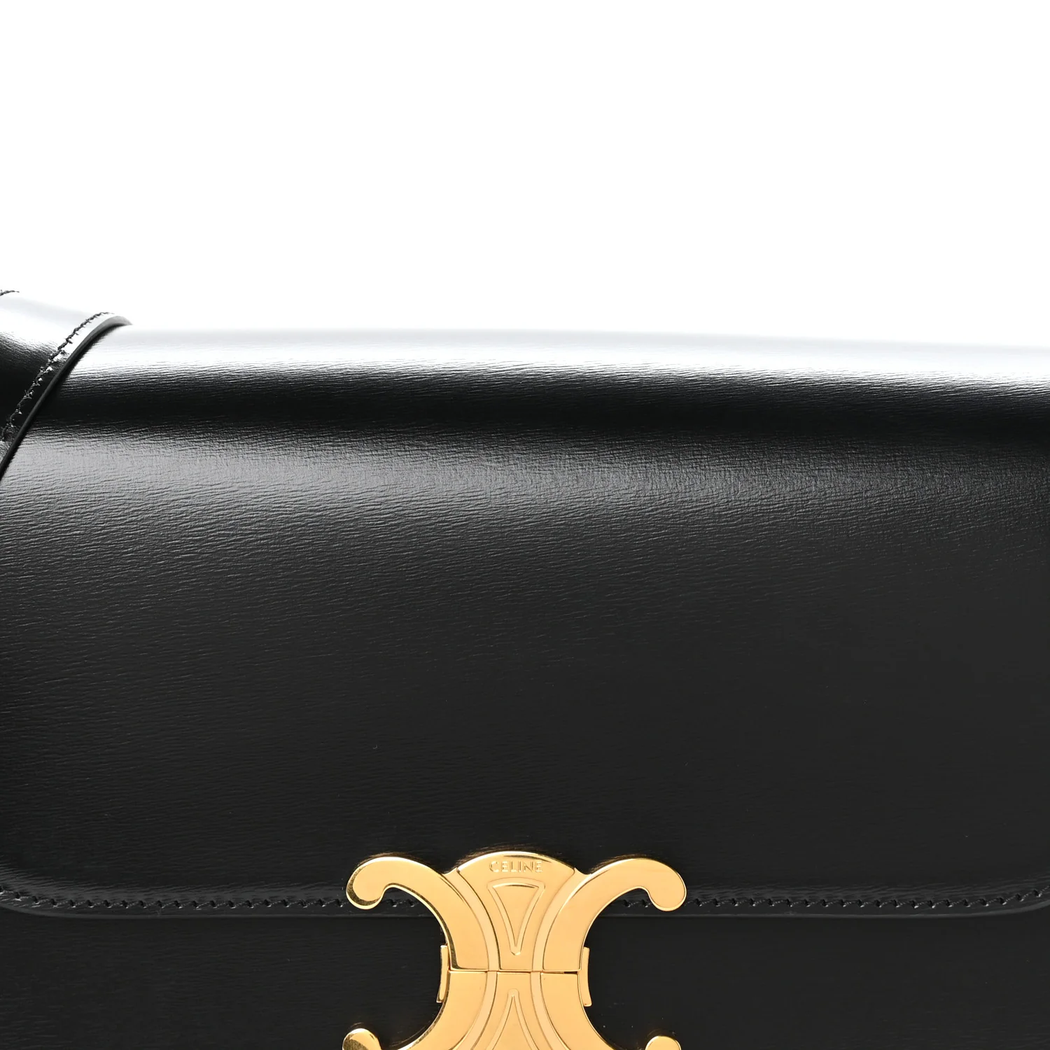 Shiny Calfskin Medium Triomphe Black - Top Club