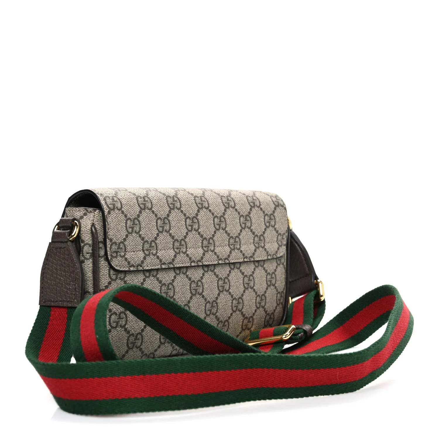 GG Supreme Monogram Textured Dollar Calfskin Web Mini Ophidia Envelope Shoulder Bag Beige Ebony New Acero - Top Club