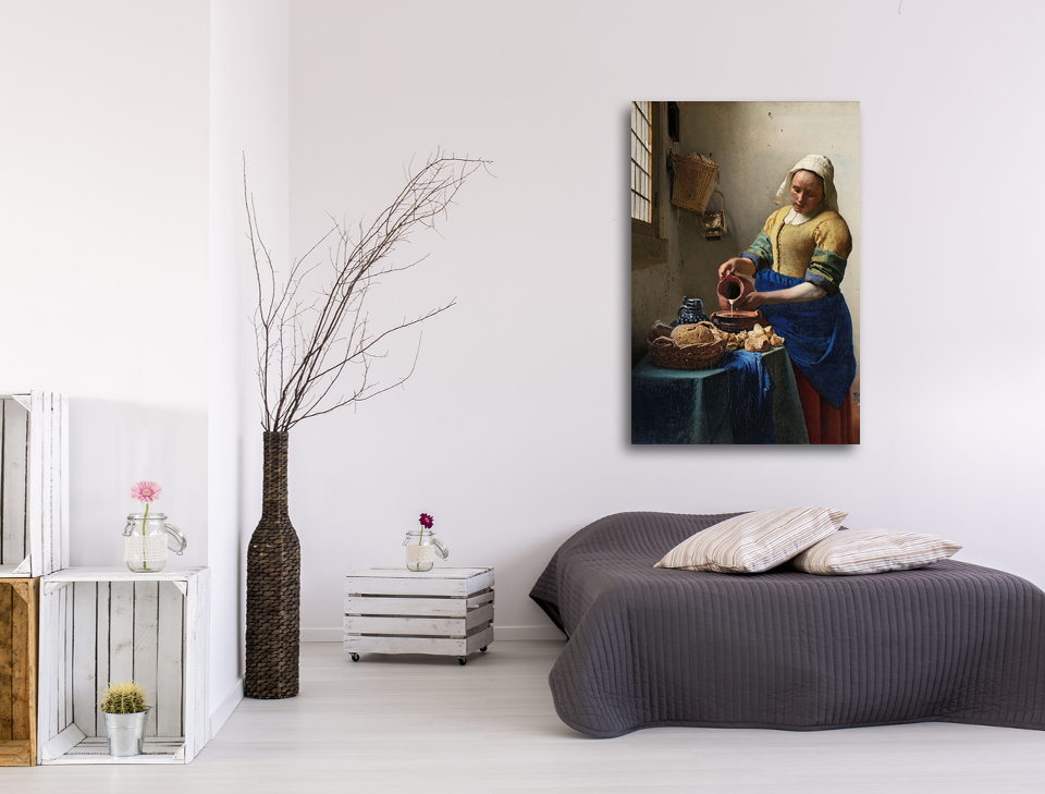 Canvas schilderij Melkmeisje van Vermeer 40 x 60 cm
