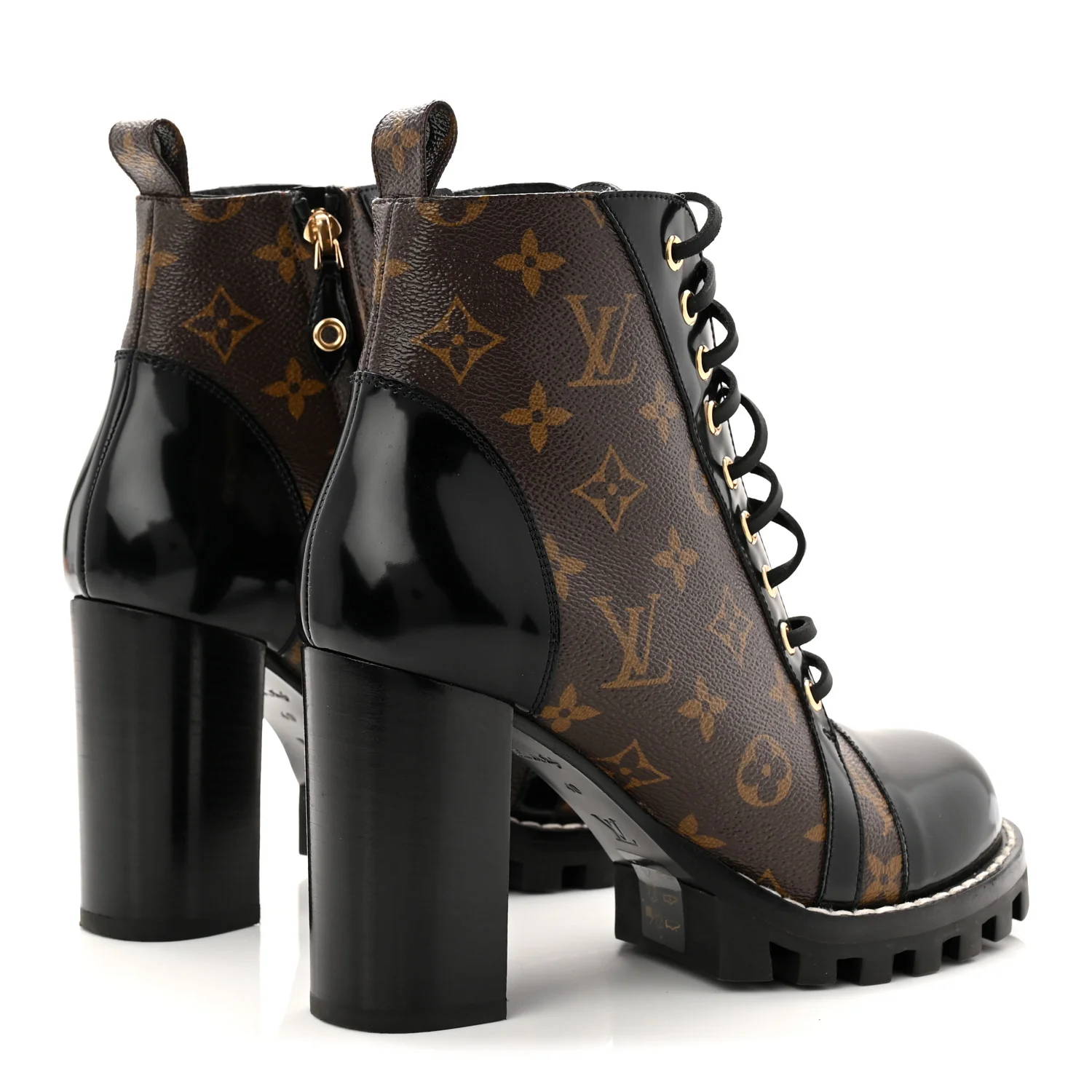 Patent Calfskin Monogram Star Trail Ankle Boots 40 Black - Top Club