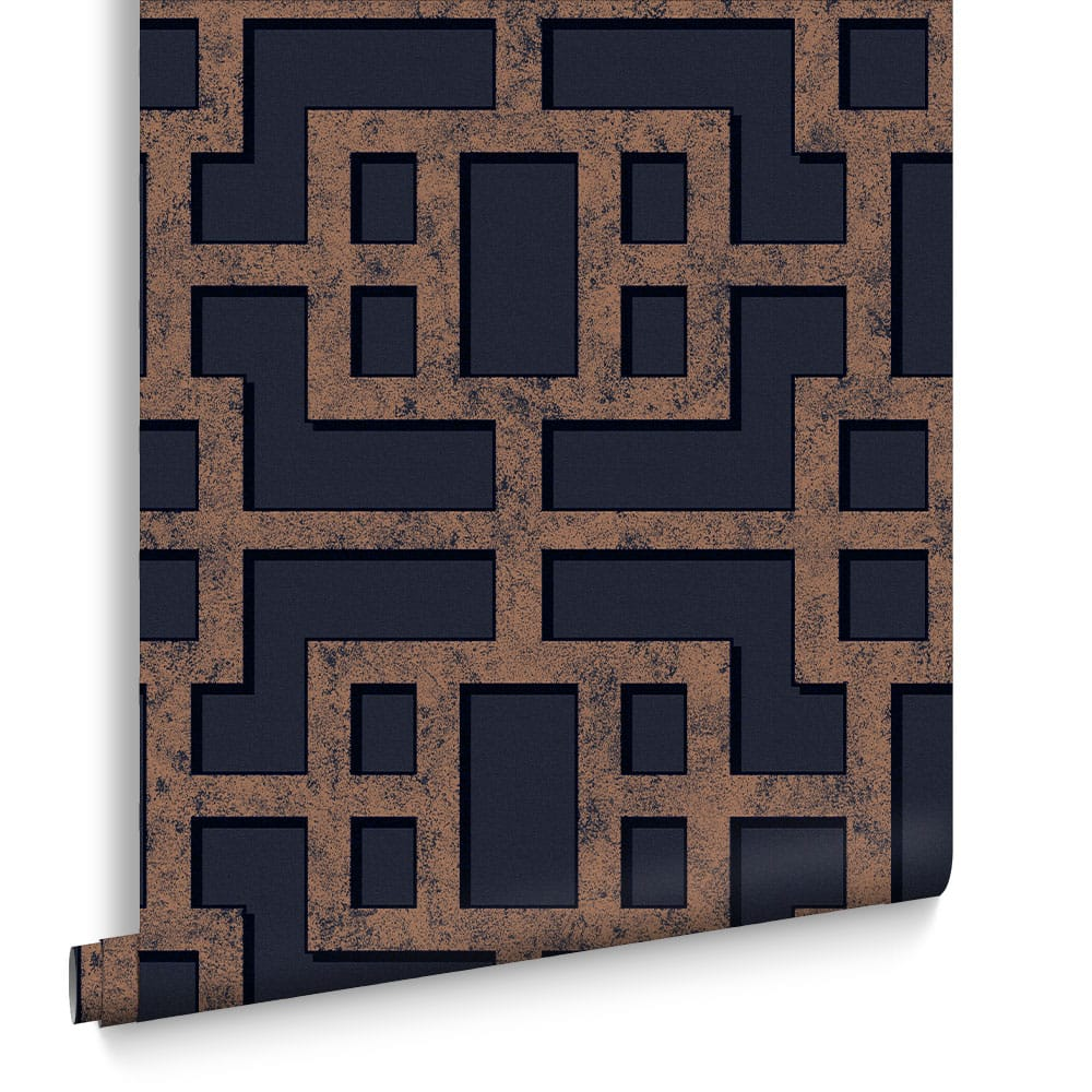 Graham & Brown  vliesbehang  Rendo Blue & Copper Graham & Brown  vliesbehang  Rendo Blue & Copper
