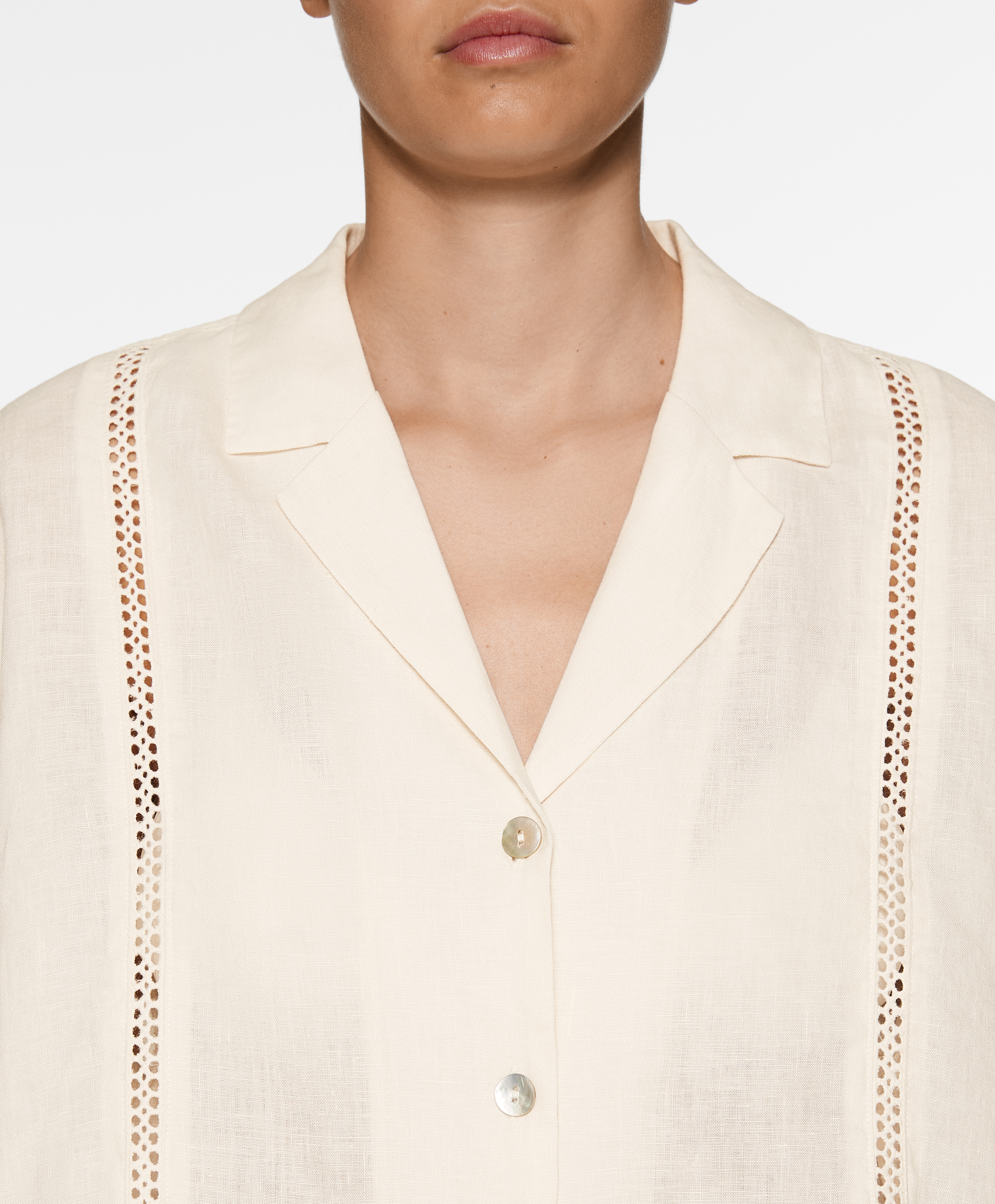 OYSHO 100% linen embroidered shirt