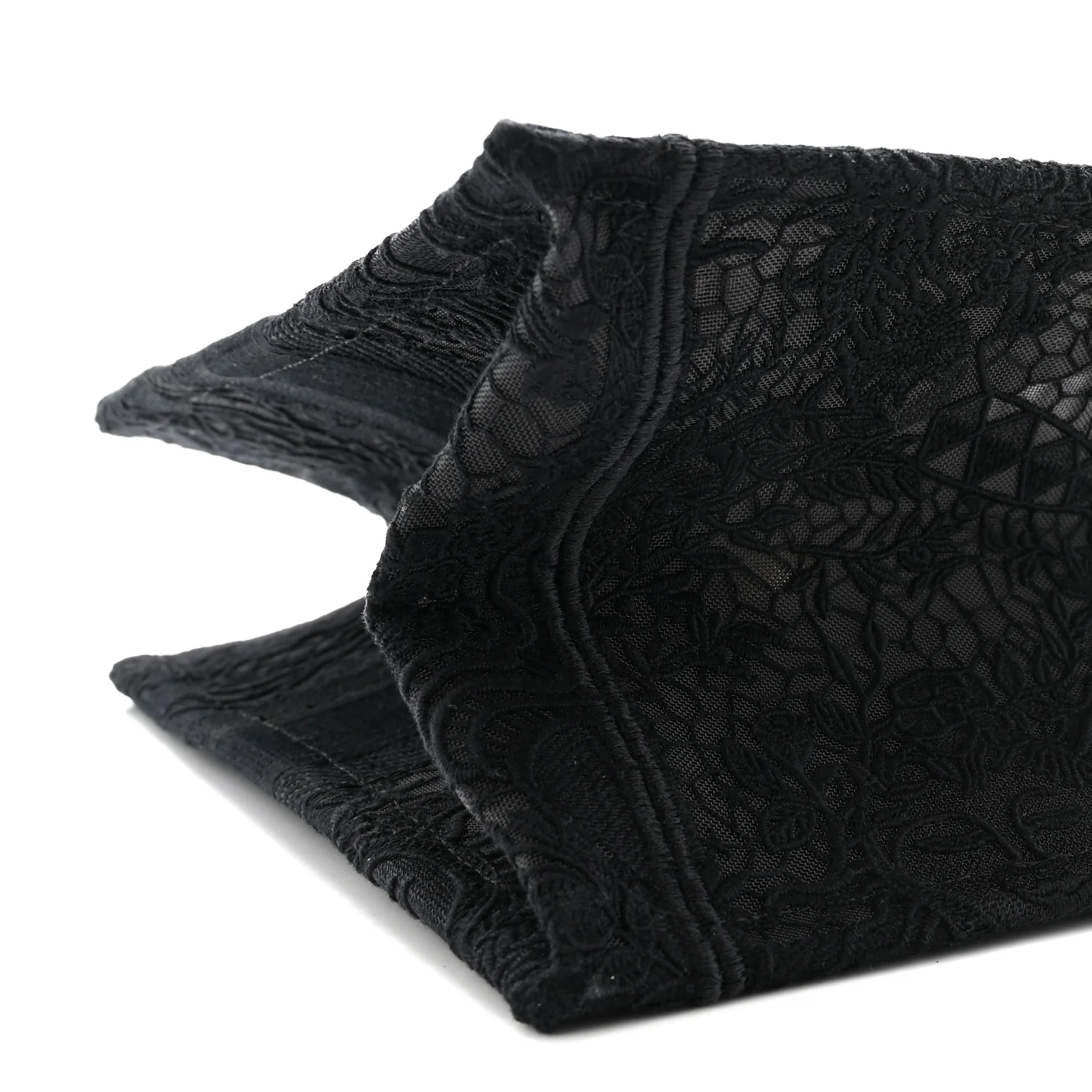Embroidered 3D Macrame D-Lace Sun Medium Book Tote Black - Top Club