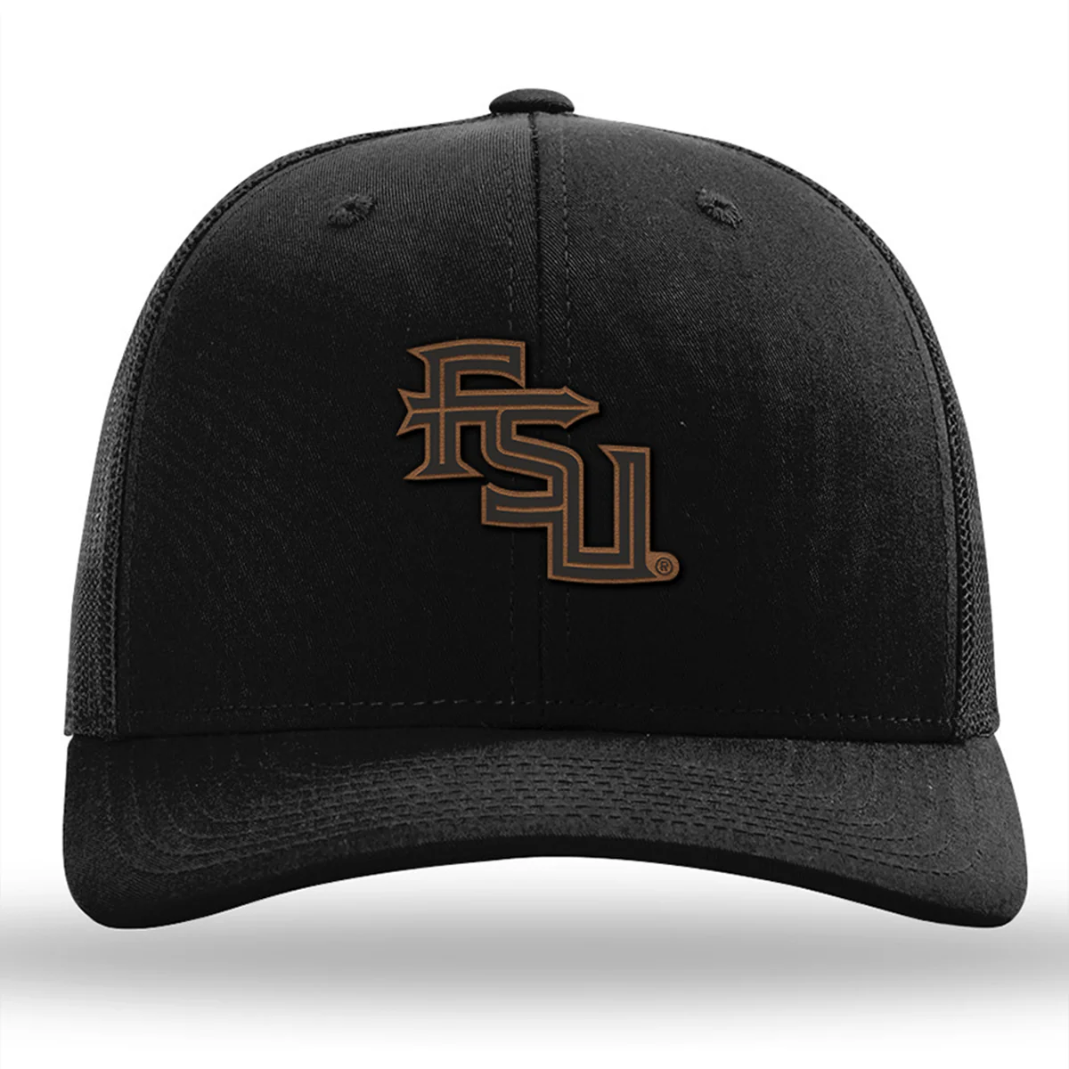 Uscape Richardson Men's Stacked FSU Leather Design Adjustable 112 Trucker - Black - MoB Apparel
