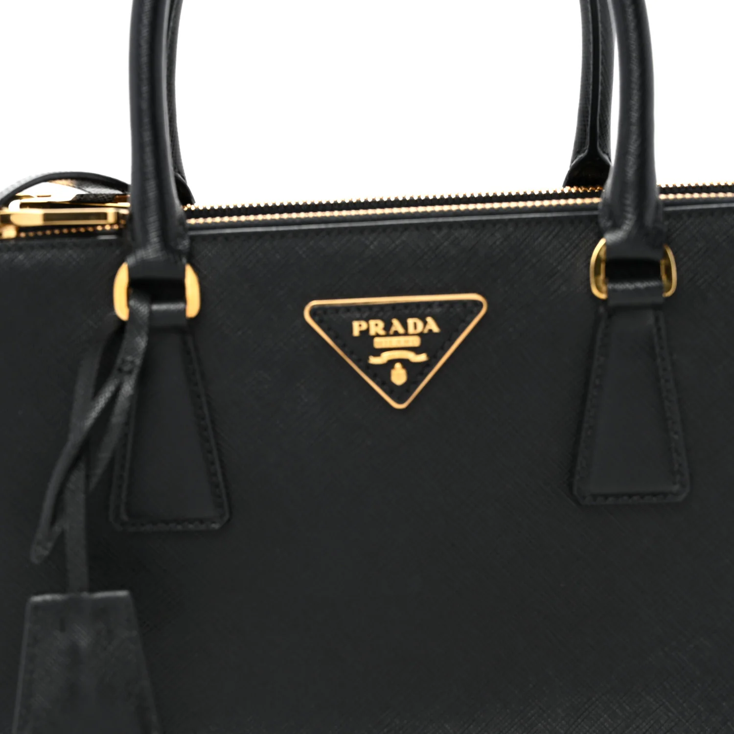 Saffiano Small Galleria Double Zip Tote Black - Top Club