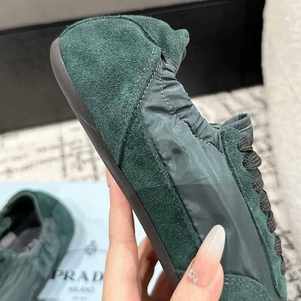 PRADA Collapse Re-Nylon and suede elasticized sneakers - Top Club