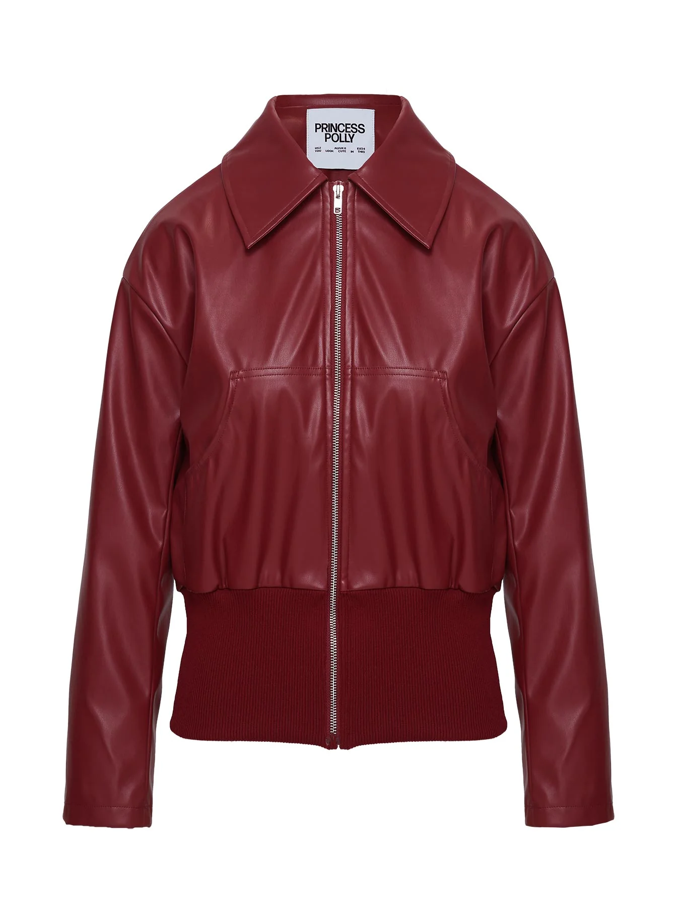 Radio On Blast Faux Leather Bomber Jacket Red