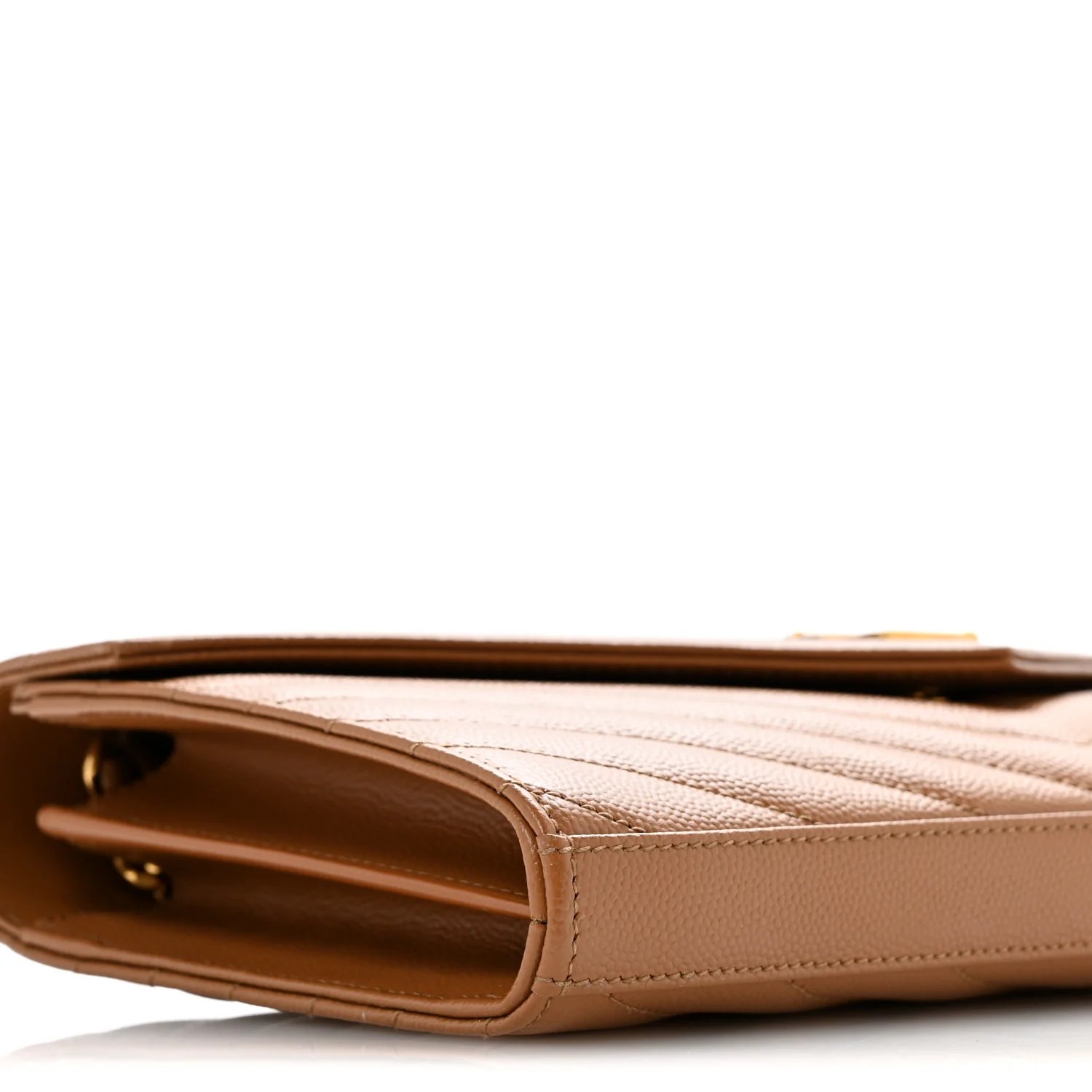 Grain De Poudre Matelasse Chevron Monogram Chain Wallet Natural Dark - Top Club
