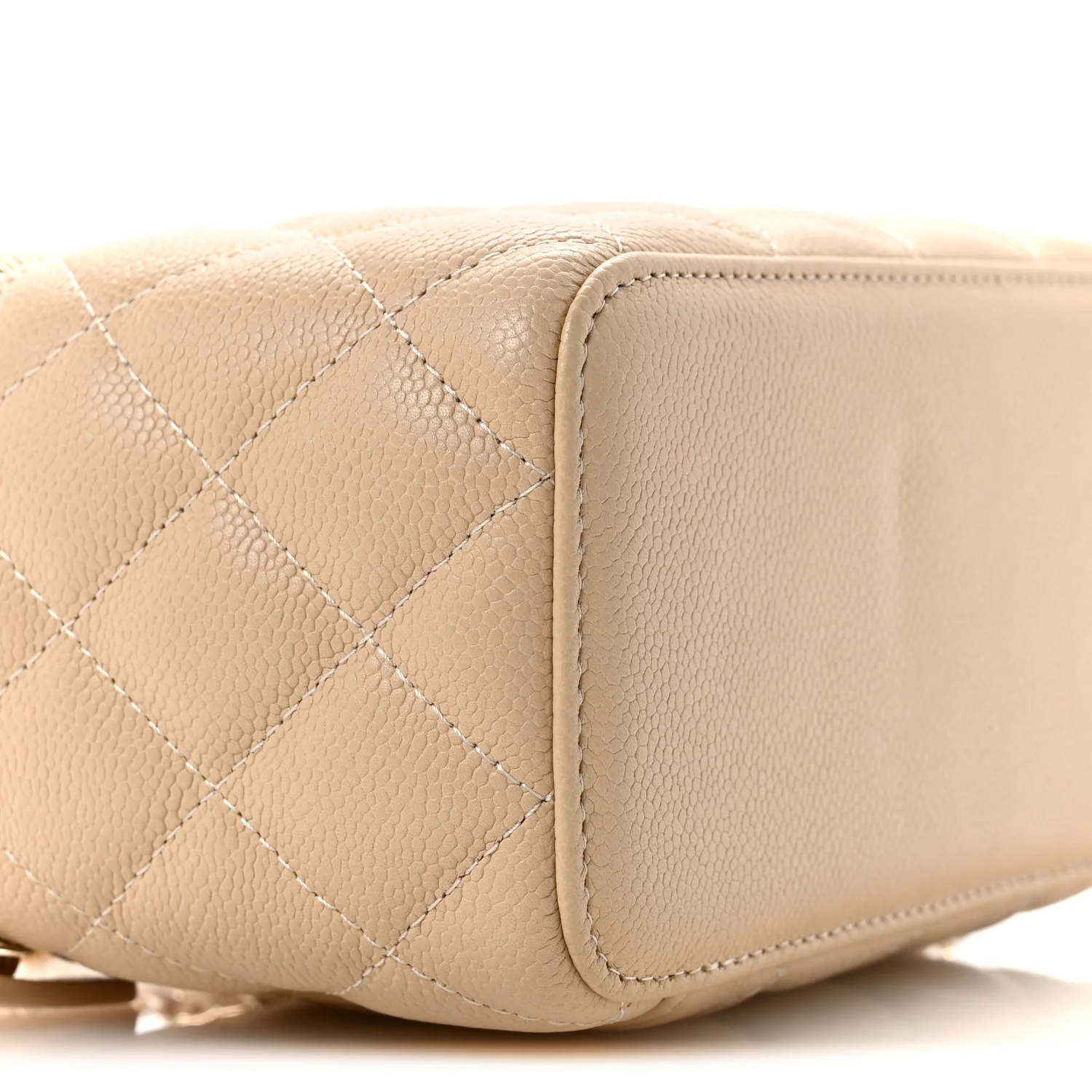 Caviar Quilted Small Tiny CC Vanity Case With Chain Beige - Top Club