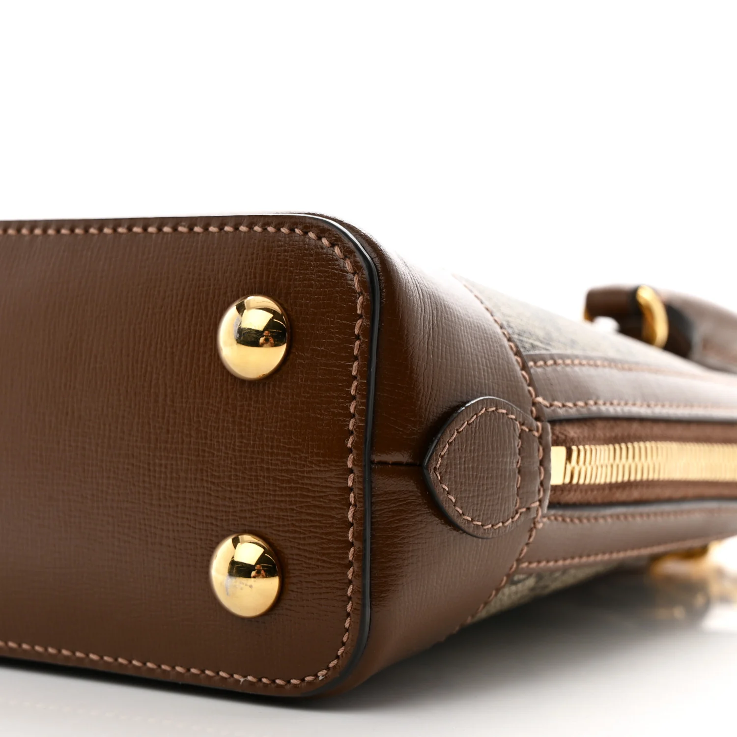 GG Supreme Monogram Azalea Calfskin Small Horsebit 1955 Top Handle Bag Beige Ebony Brown Sugar - Top Club
