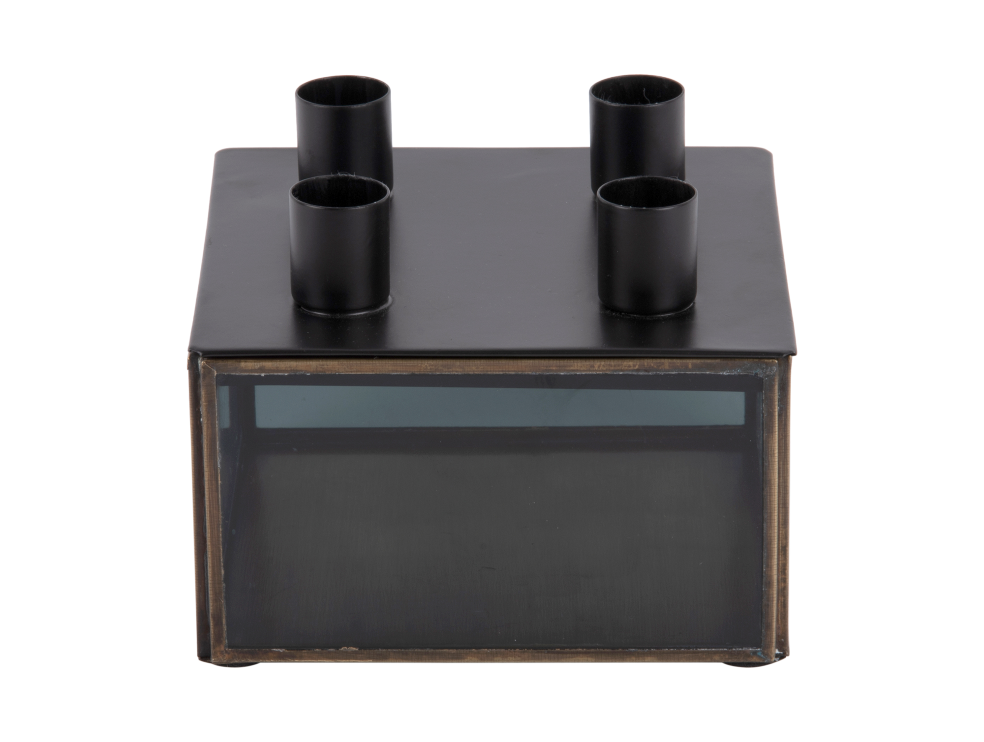Candle holder Boxed square glass black