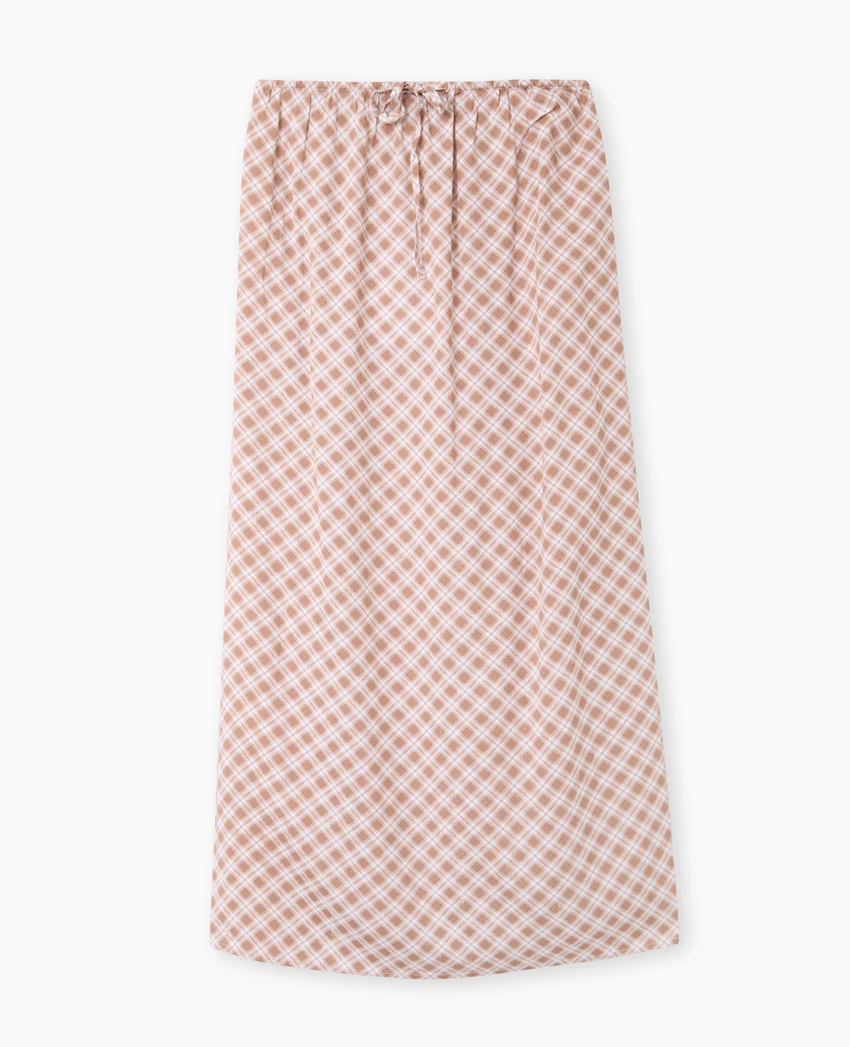 Pimkie Jupe longue ceinture élastiquée motif carreaux