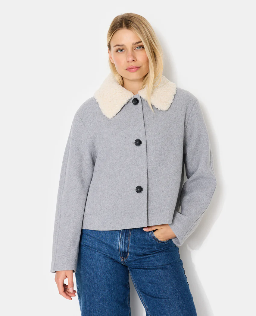 Pimkie Blouson façon drap de laine avec col sherpa