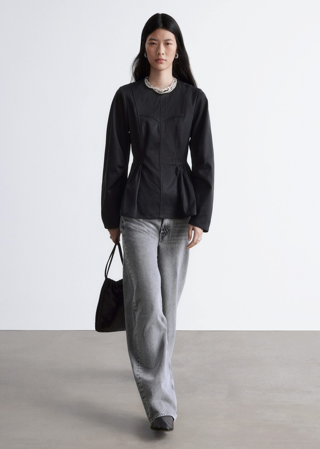 & Other Stories COTTON PEPLUM TOP