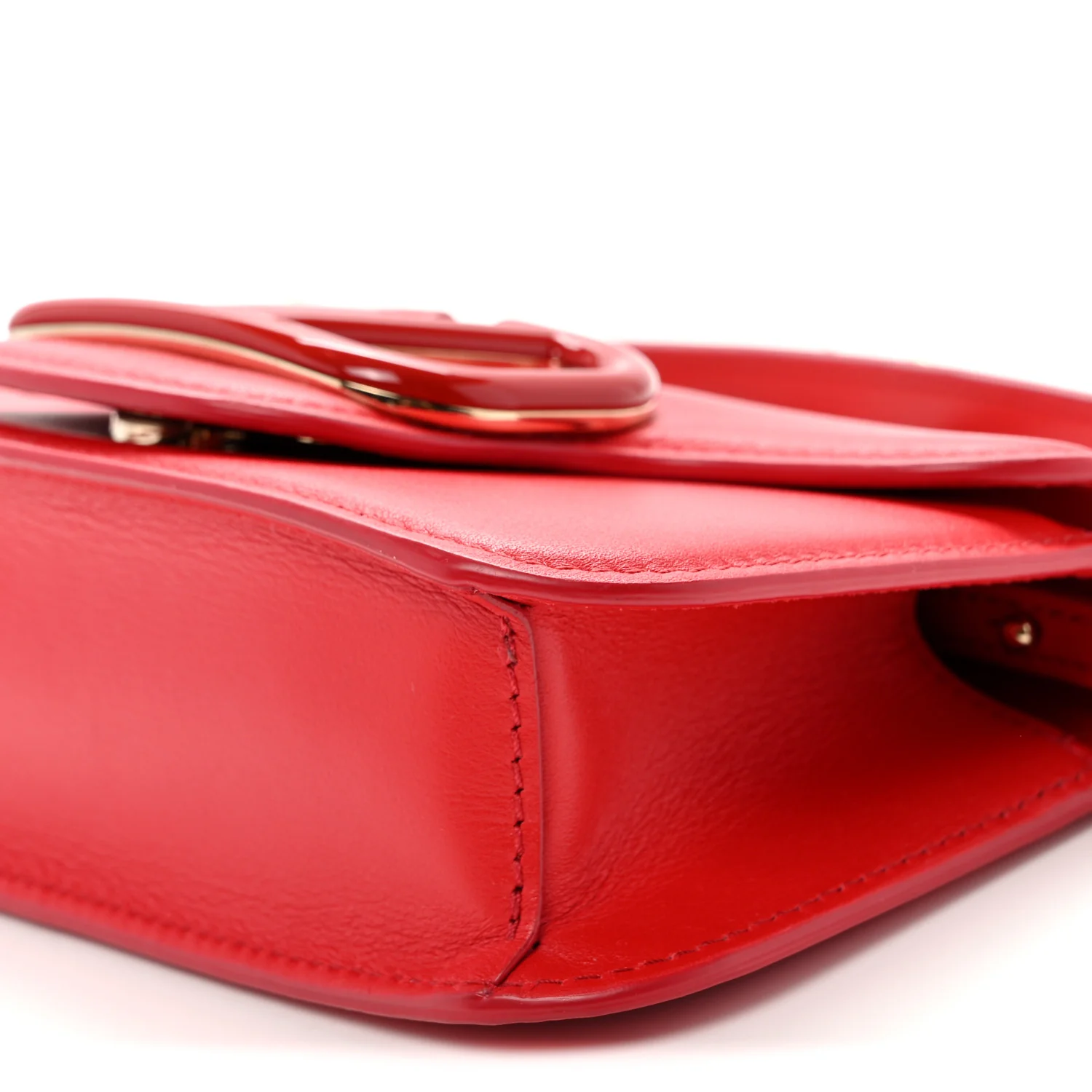 Calfskin Enamel Vlogo Small Loco Shoulder Bag Rouge Pur - Top Club