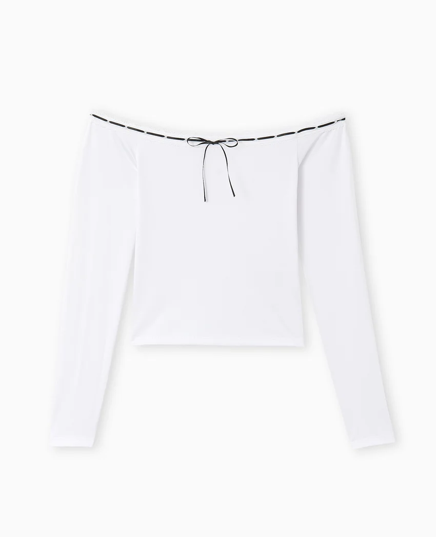 Pimkie Top encolure Bardot avec noeud contrasté