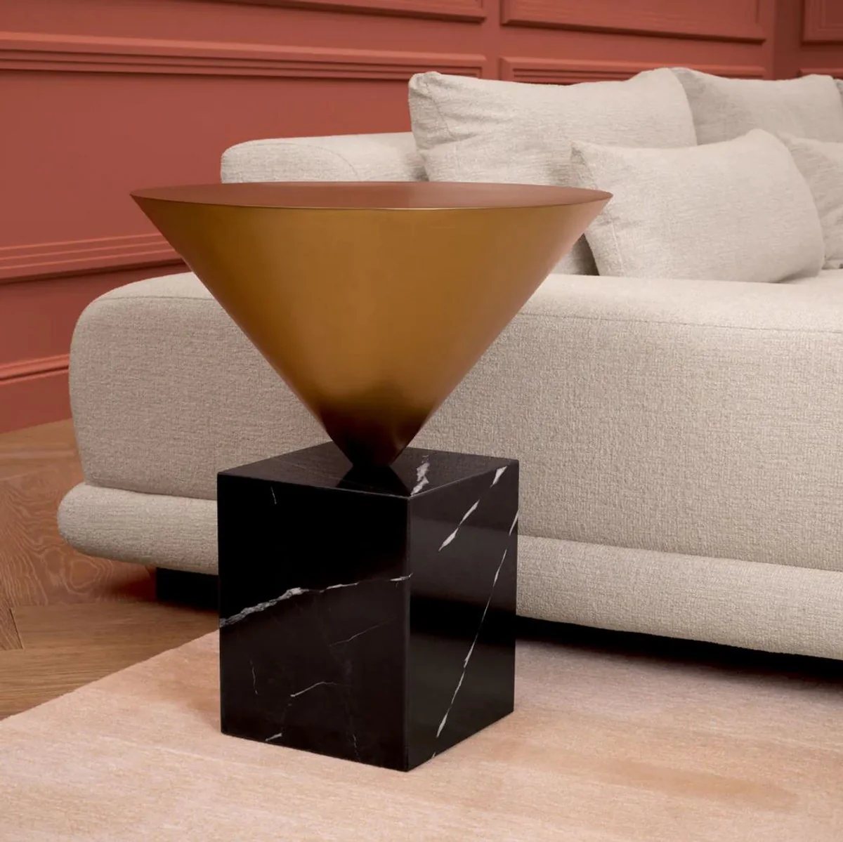 Luxury side table brass / black Ø 42 x H. 61 cm