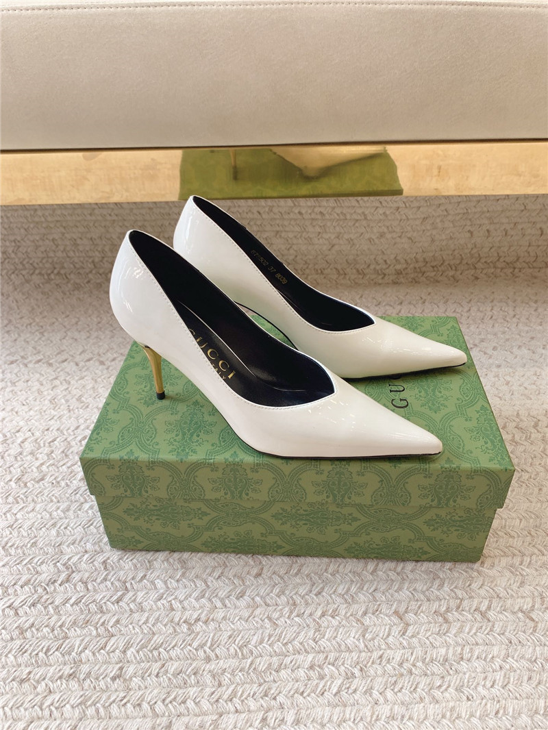 gucci metal heel pointed toe high heel patent leather shoes - Sneaker Replica Workshop