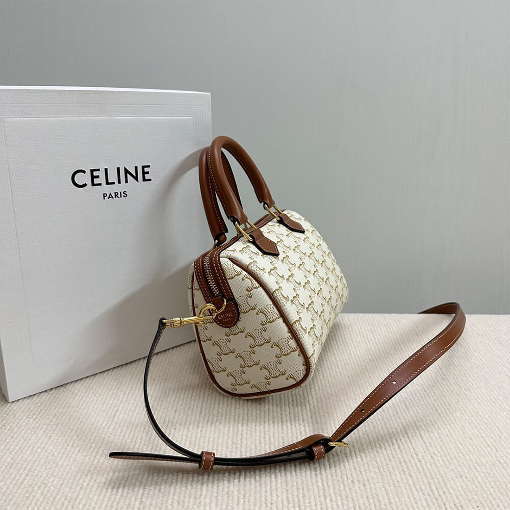 CELINE Small Boston IN Triomphe Canvas and calfskin - Top Club