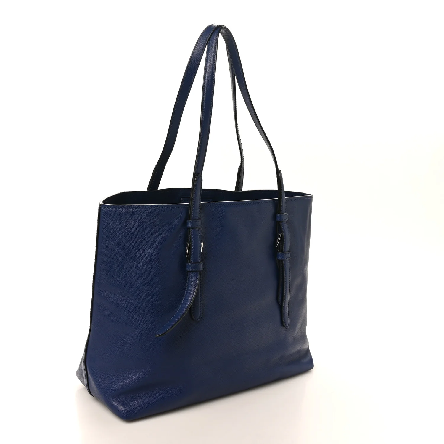 Saffiano Cuir Medium Double Handle Tote Bluette - Top Club