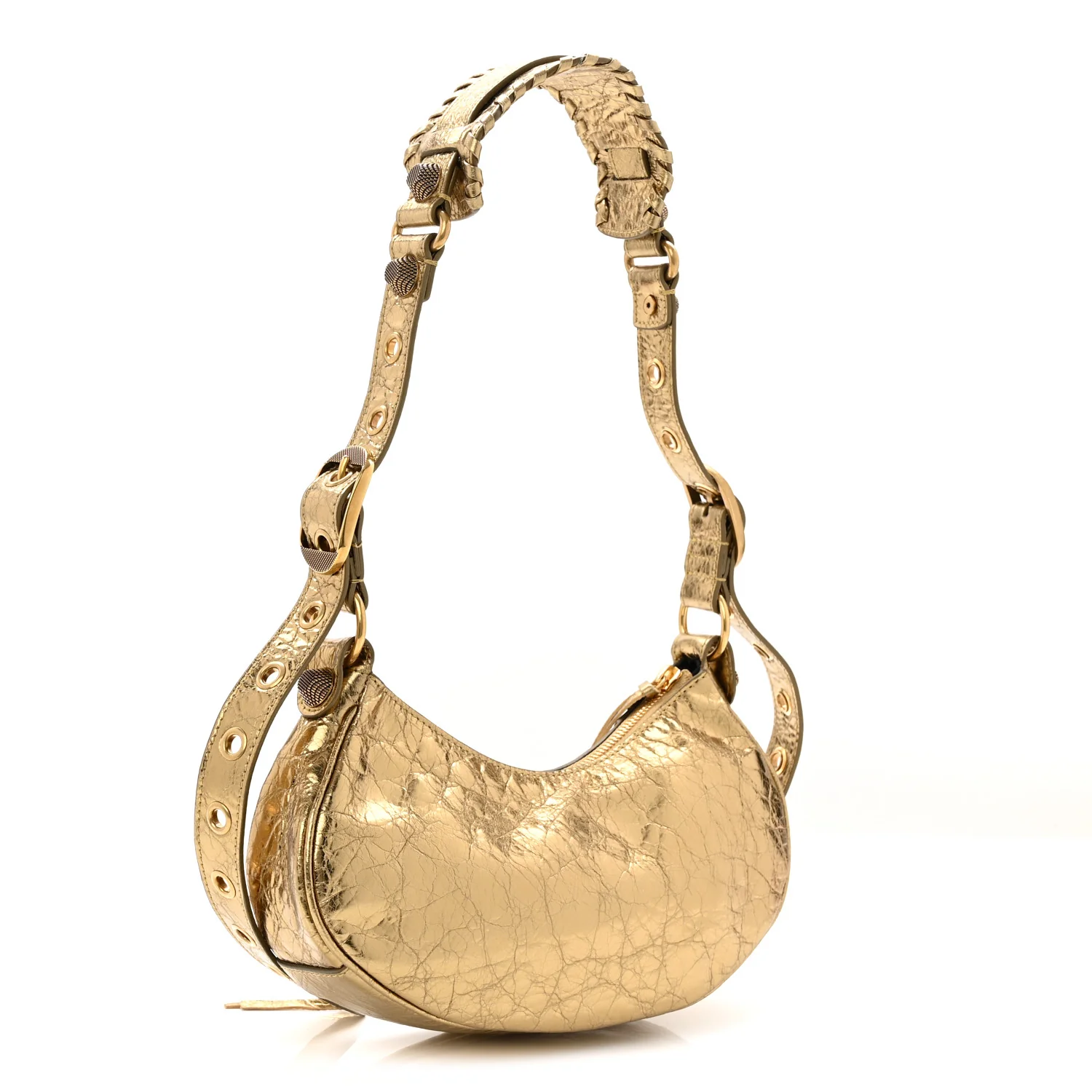 Metallic Agneau Arena Le Cagole Shoulder Bag XS Gold - Top Club