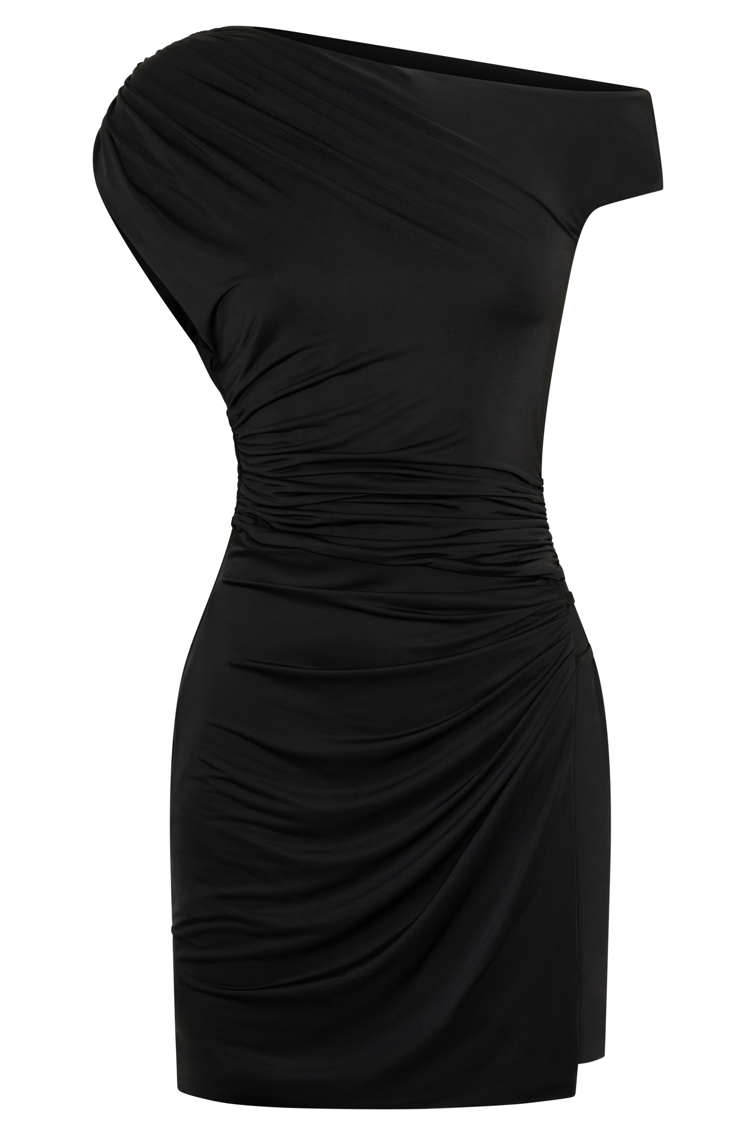 Alyn Off Shoulder Draped Mini Dress - Lemon