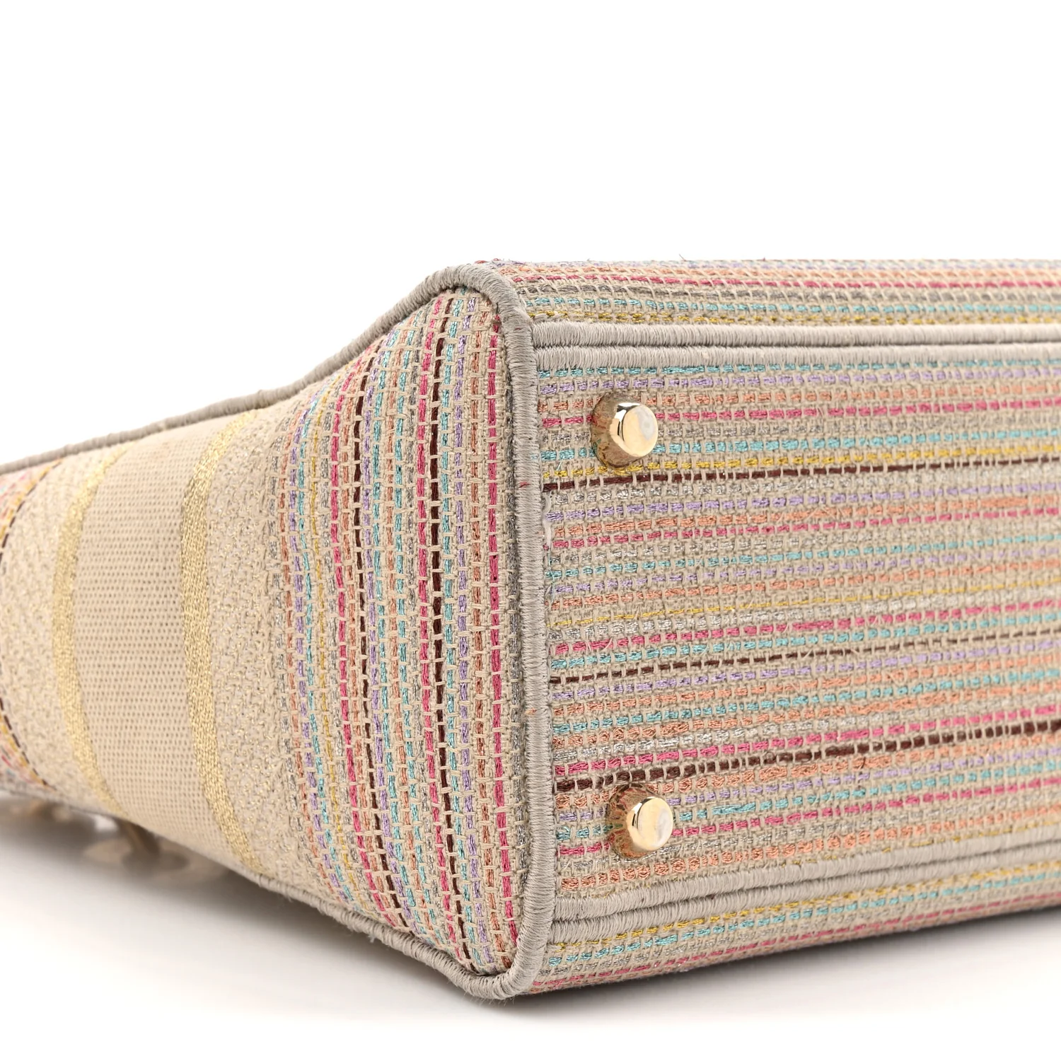 Canvas Embroidered Medium Lady D-Lite Beige Multicolor - Top Club