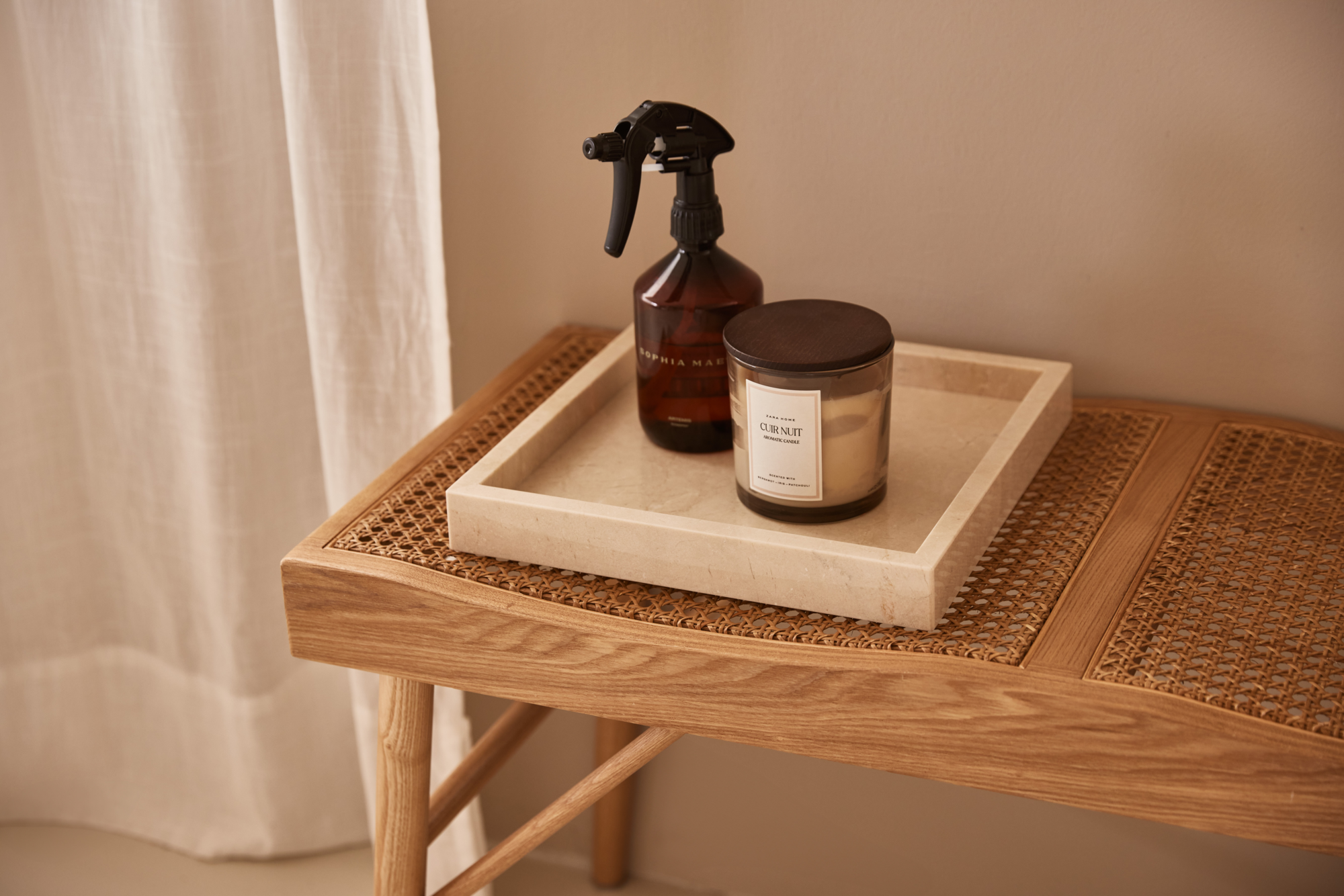 Marmer dienblad beige 30x30cm