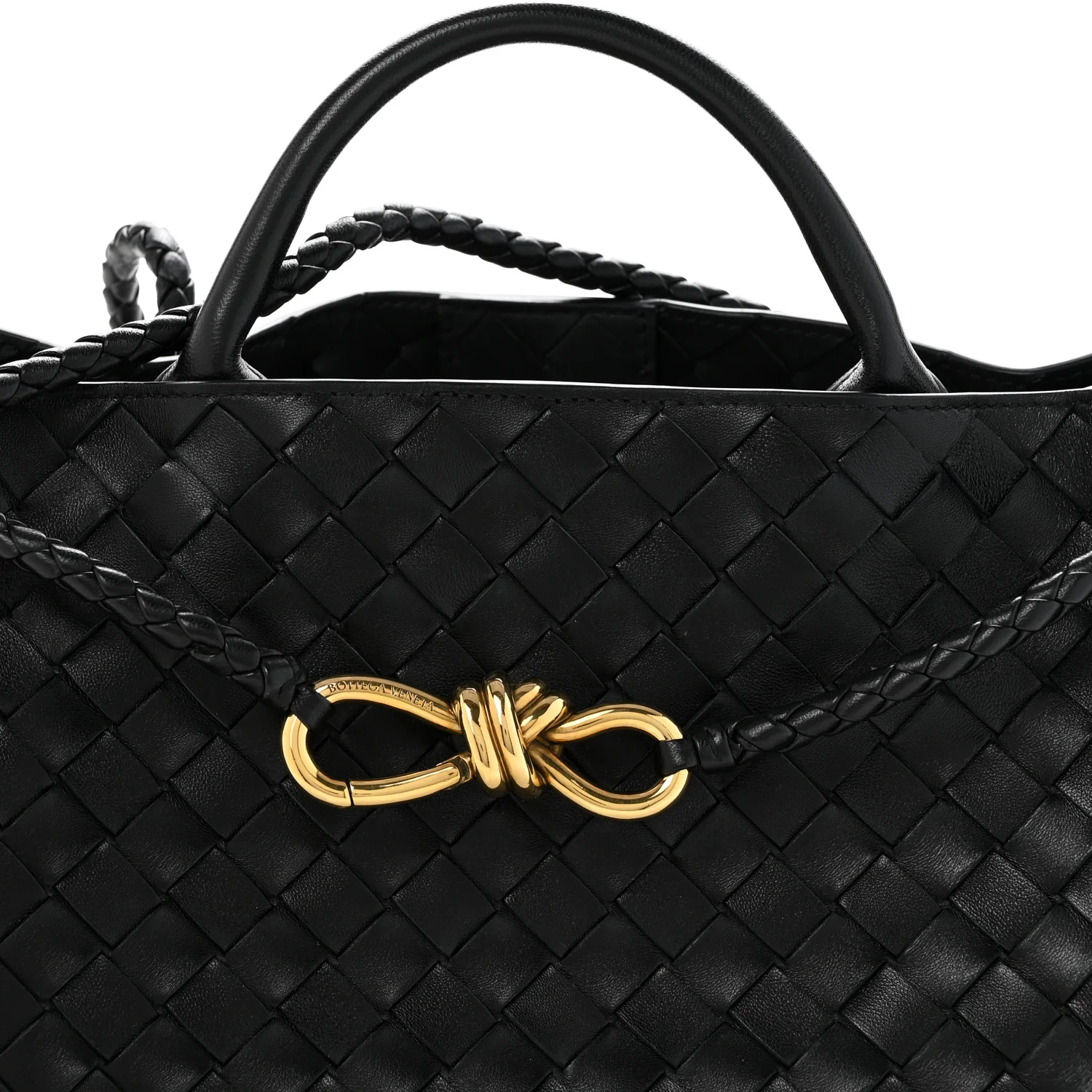 Nappa Intrecciato Small East West Andiamo Shoulder Bag Black - Top Club