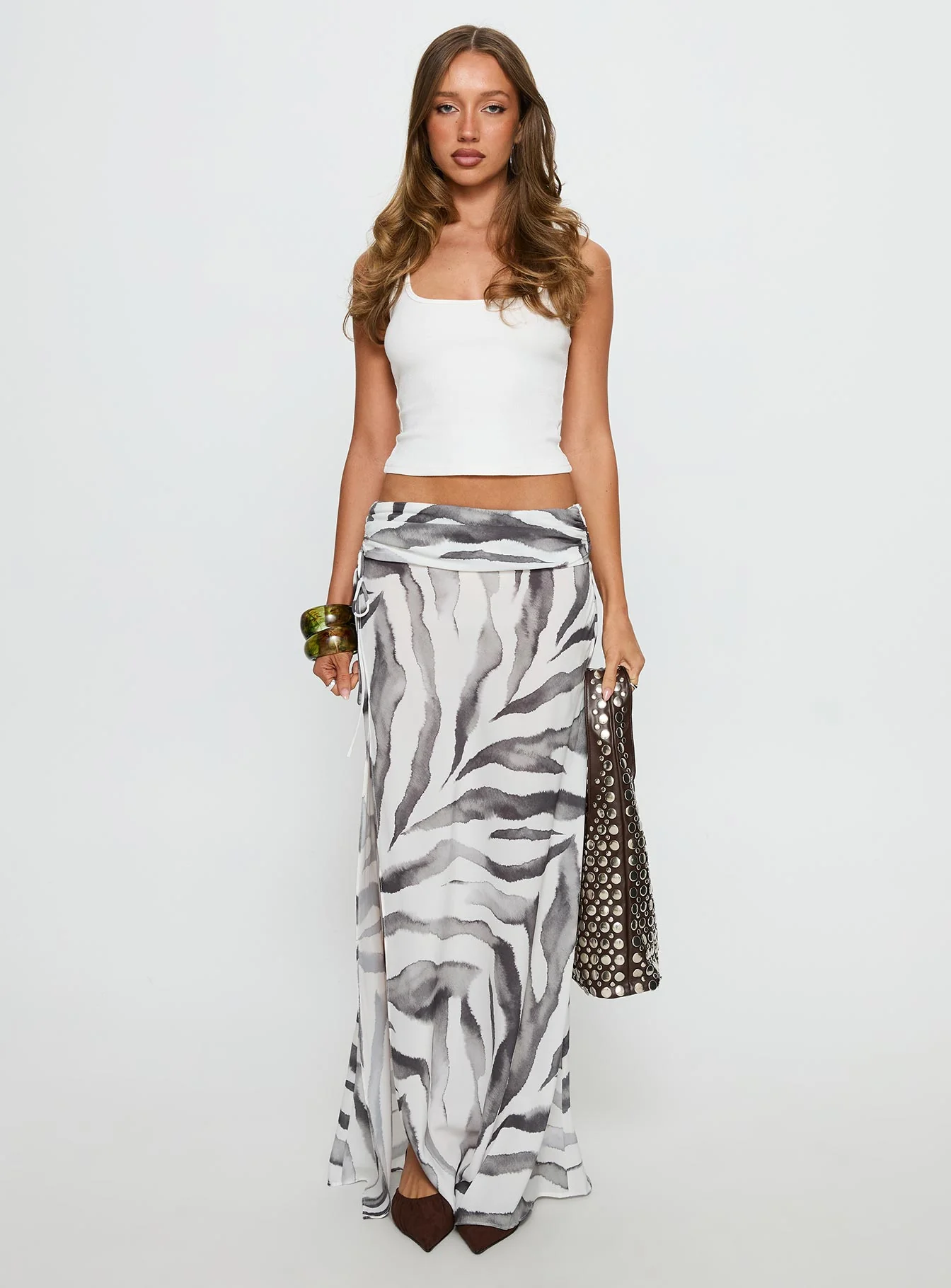 Kiden Split Maxi Skirt Zebra
