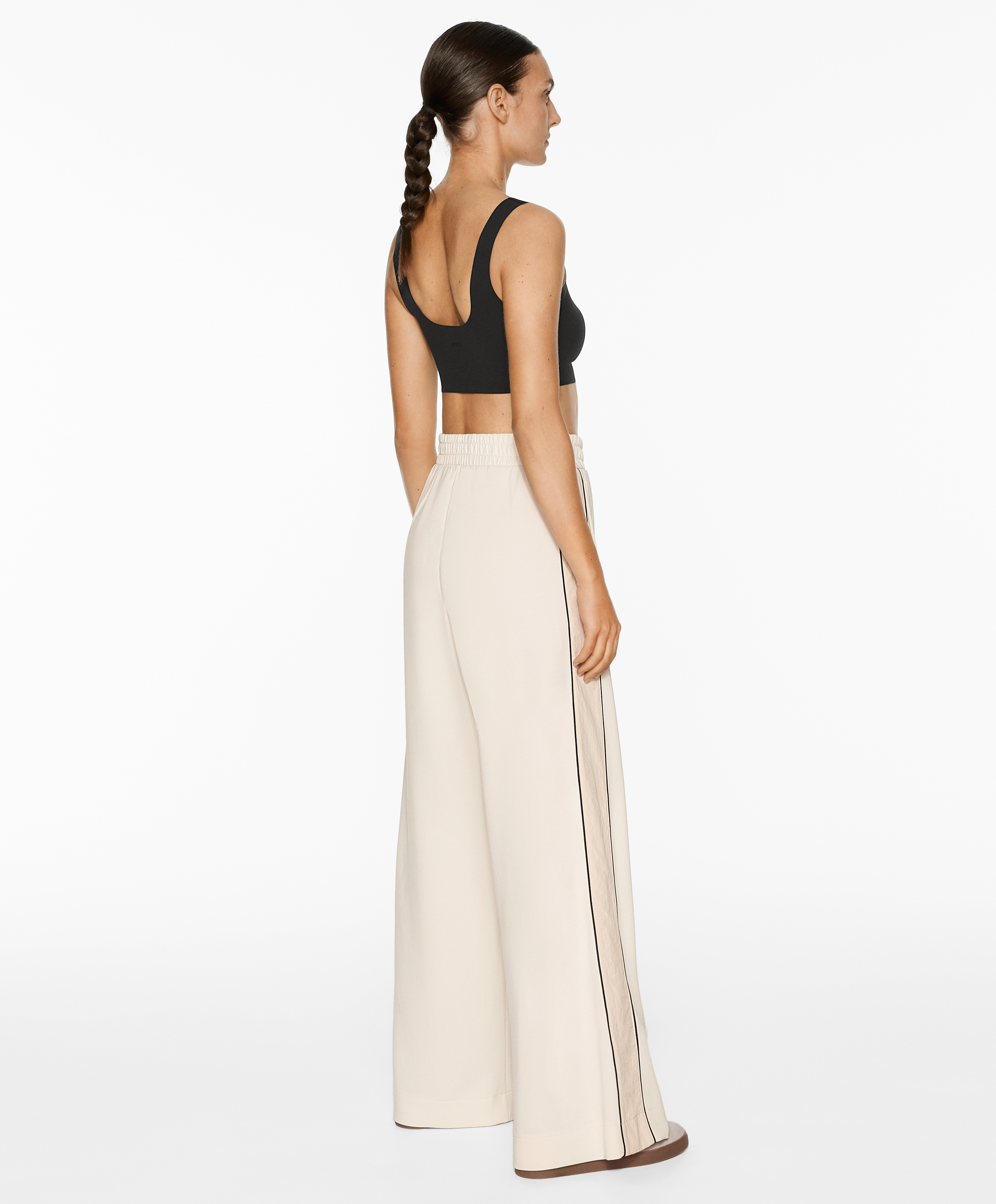 OYSHO Side appliqué straight-leg trousers with modal