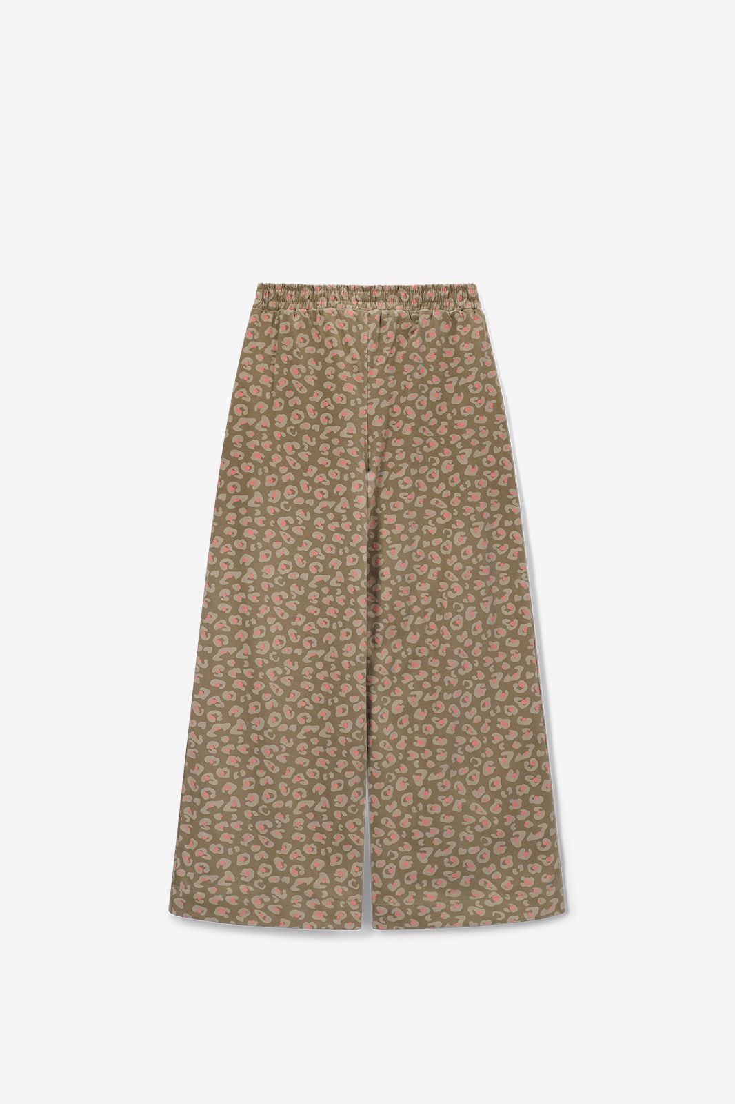 Groene wide leg broek met leopard print