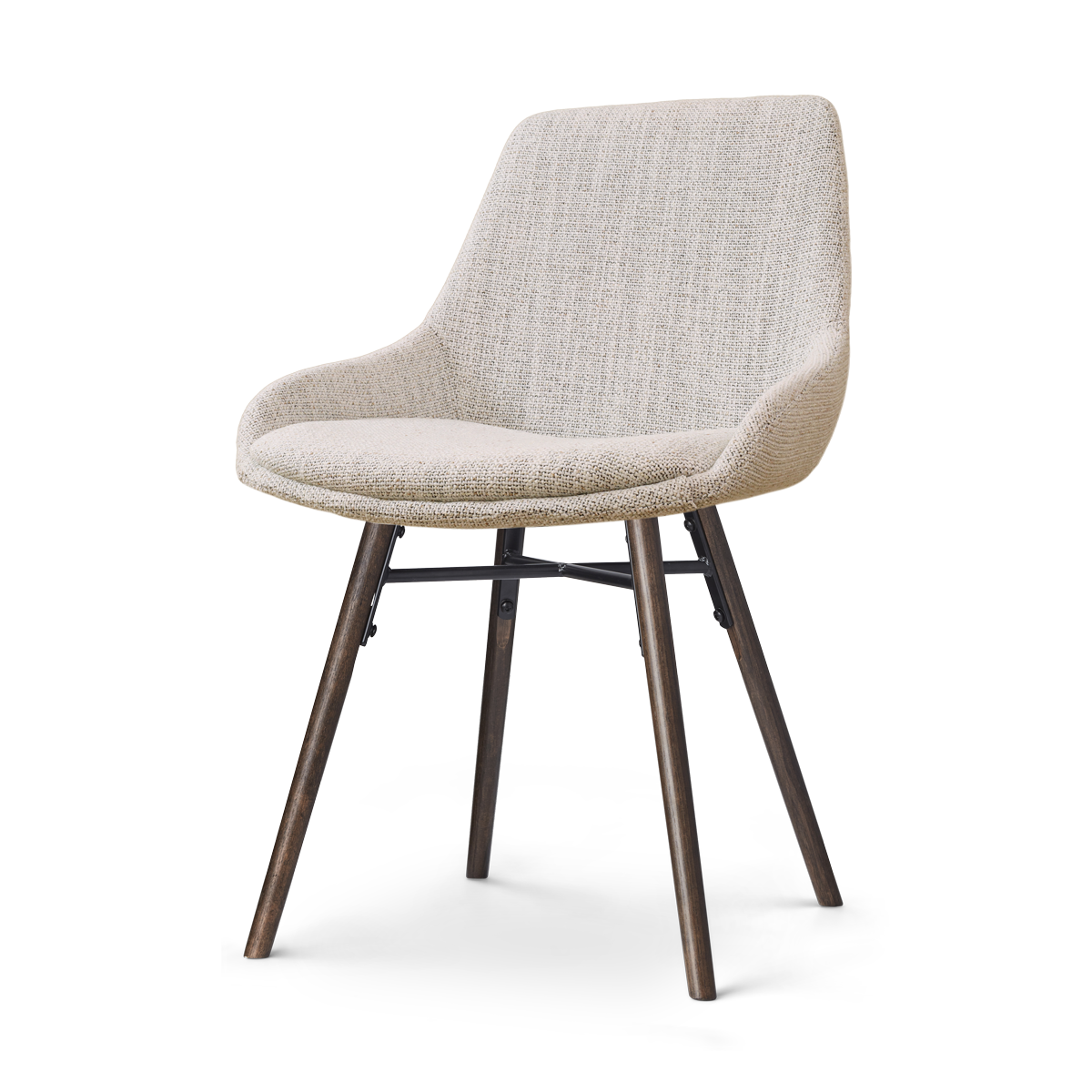 Eetkamerstoel Nena-Isa grijs beige gemêleerd - walnoot