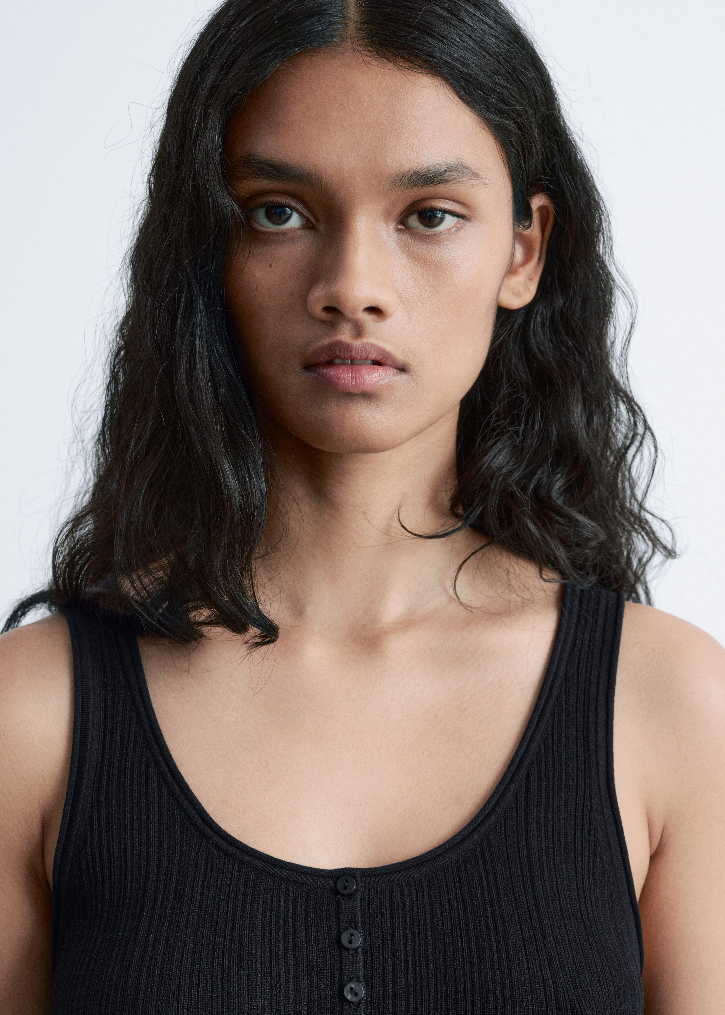 & Other Stories SCOOP-NECK RIB-KNIT TANK TOP