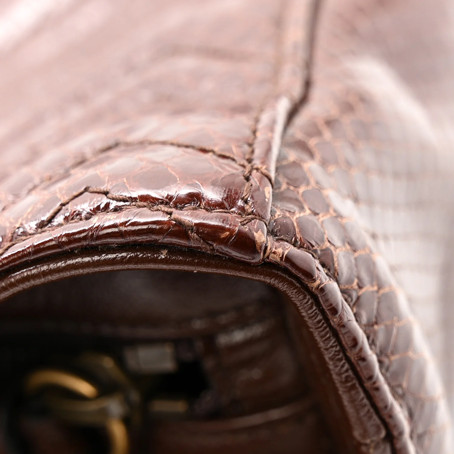 Snakeskin Matelasse Medium GG Marmont Slim Tote Brown - Top Club