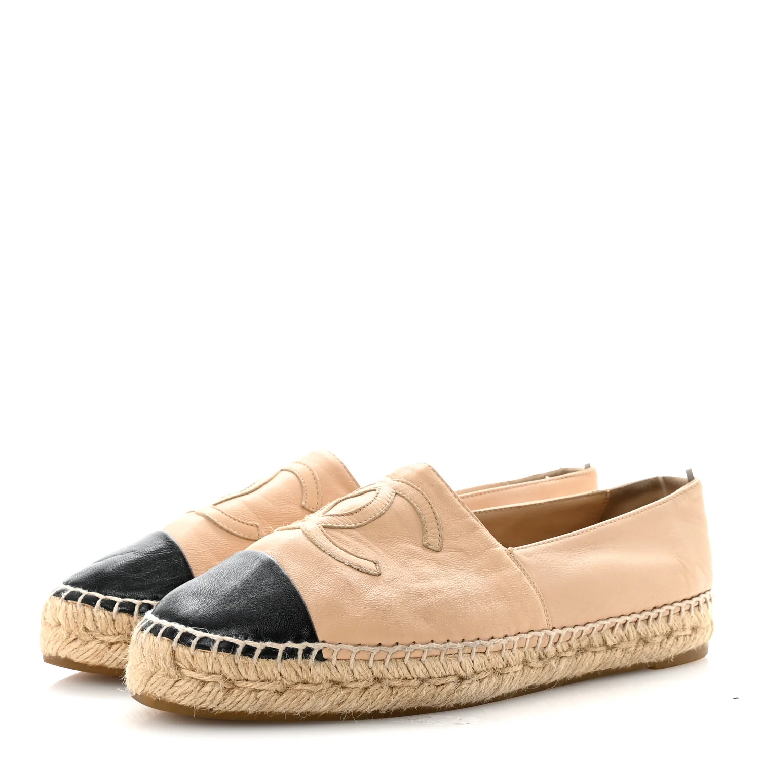 Lambskin CC Espadrilles 38 Beige Black - Top Club