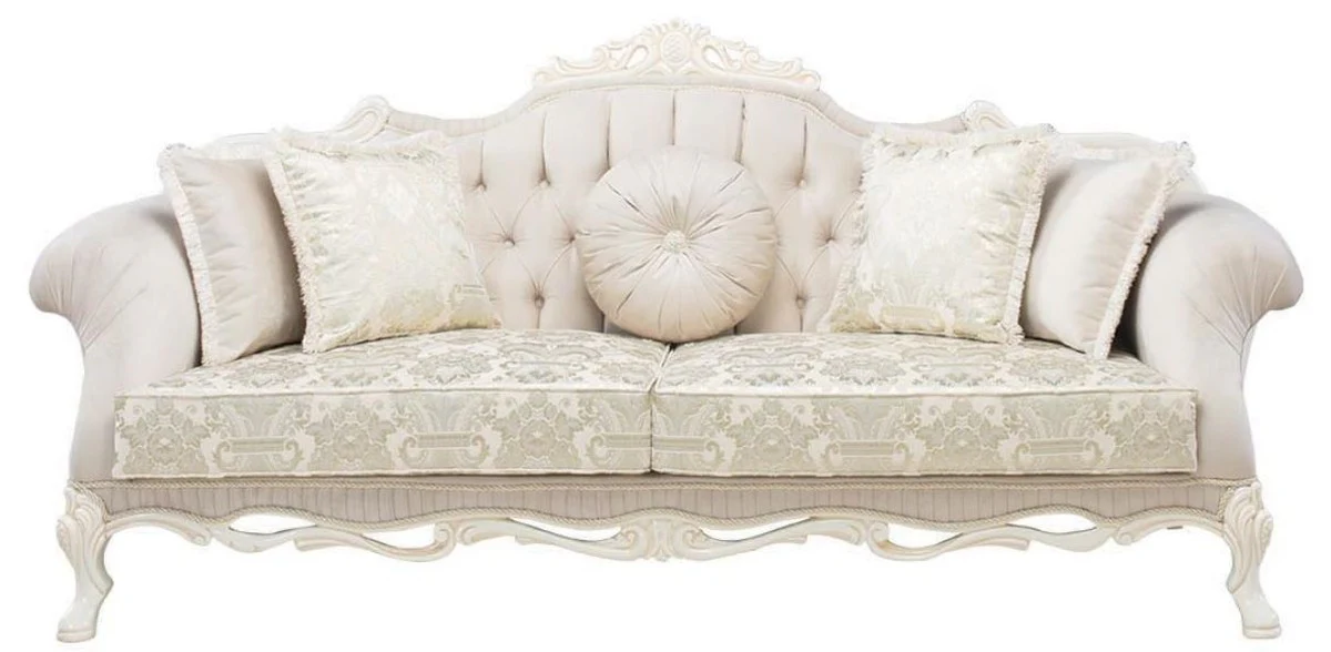 Luxury baroque living room set light pink / white / beige - 2 sofas & 2 armchairs & 1 coffee table - magnificent living room furniture in baroque style